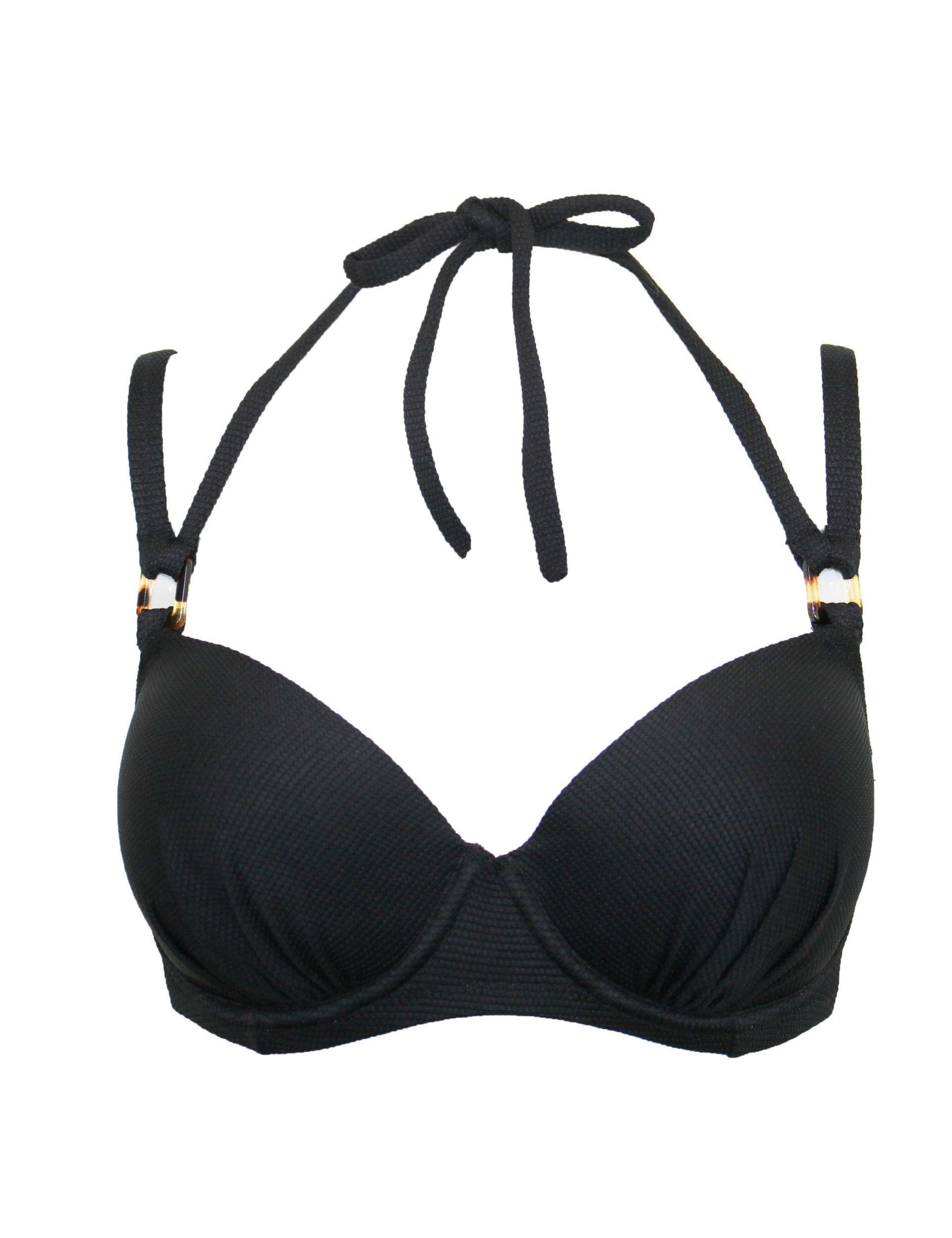 Hawaii Textured Double Strap Underwired Padded Halter Bikini Top 2 of 11