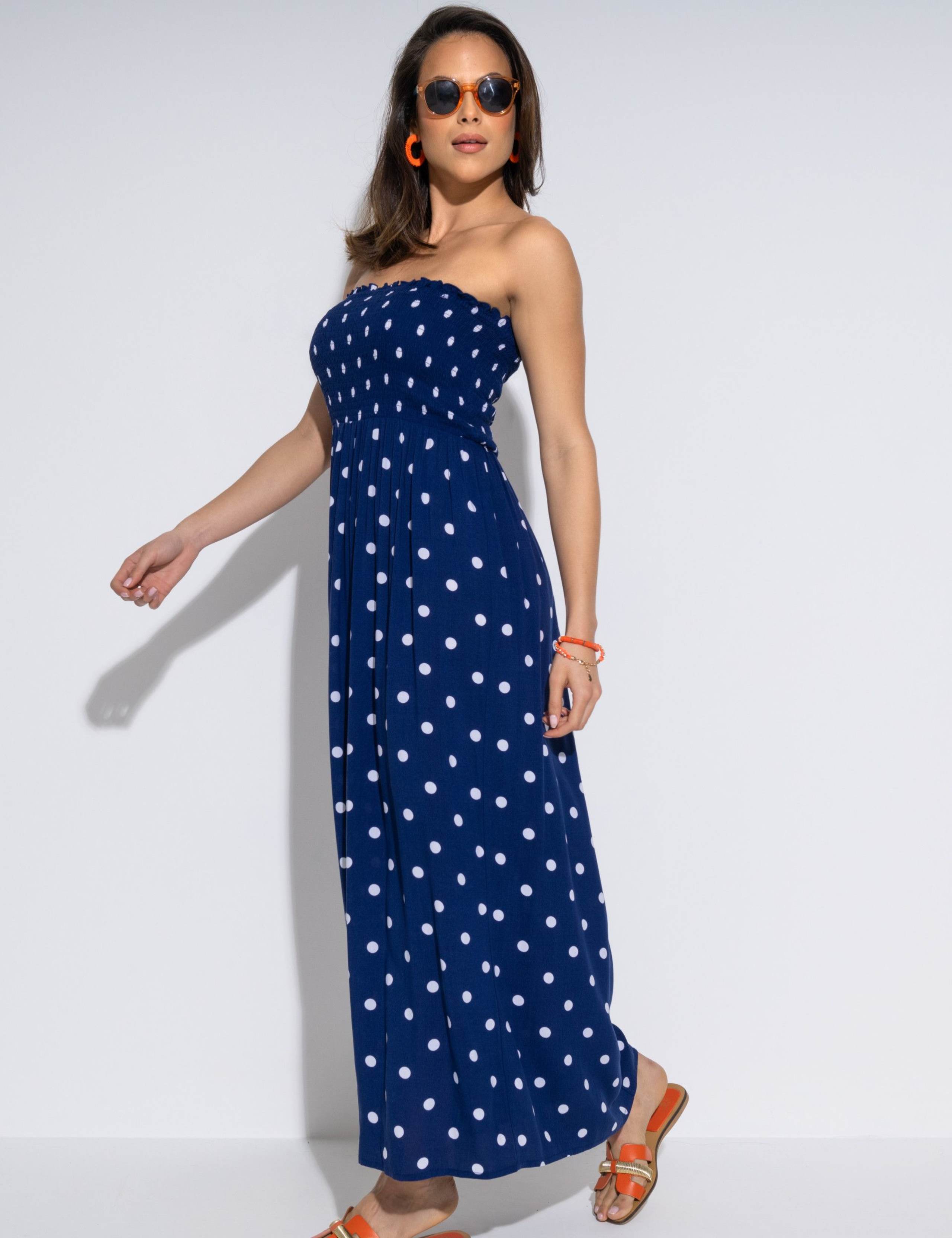 Polka Dot Maxi Shirred Beach Dress 3 of 6