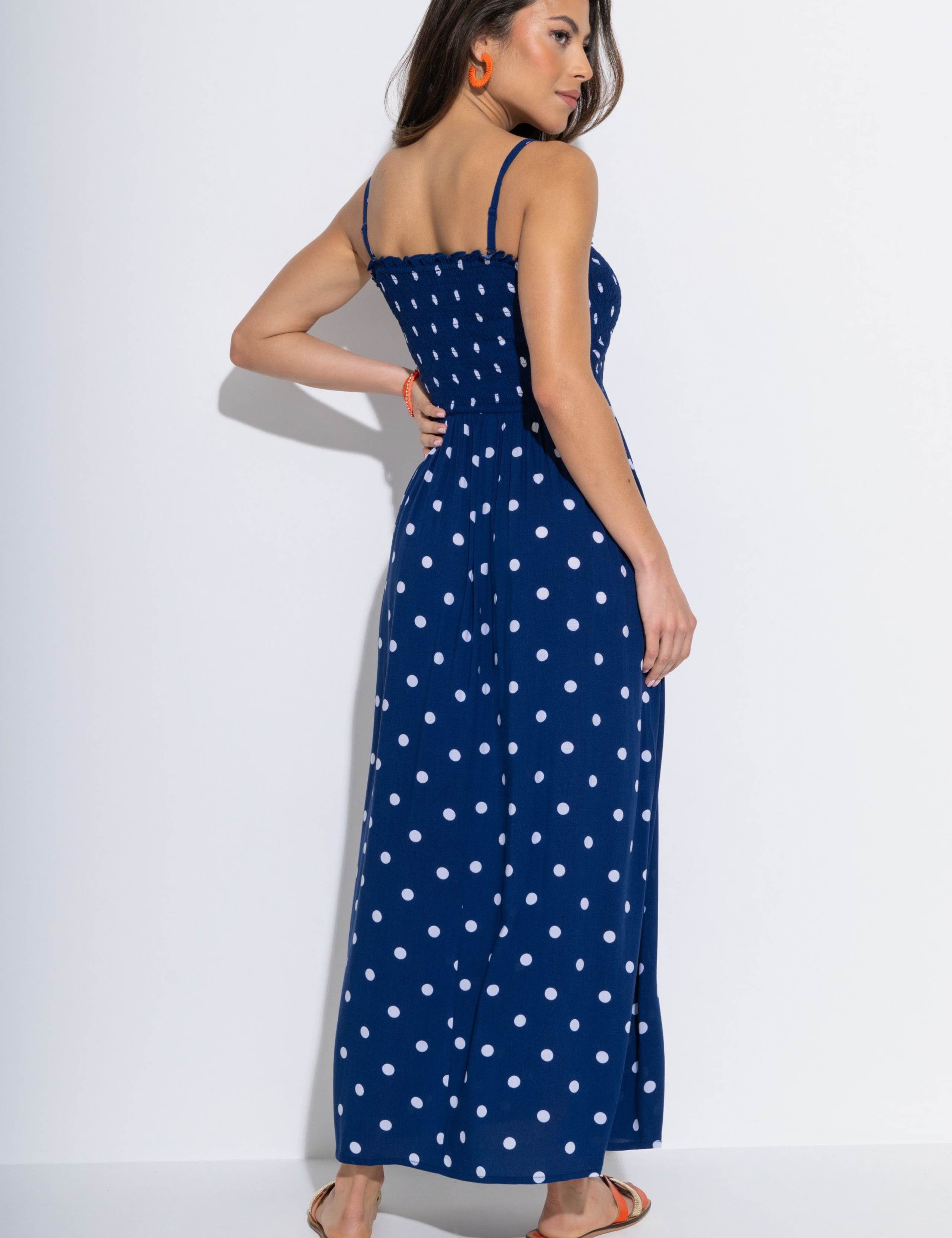 Polka Dot Maxi Shirred Beach Dress 4 of 6
