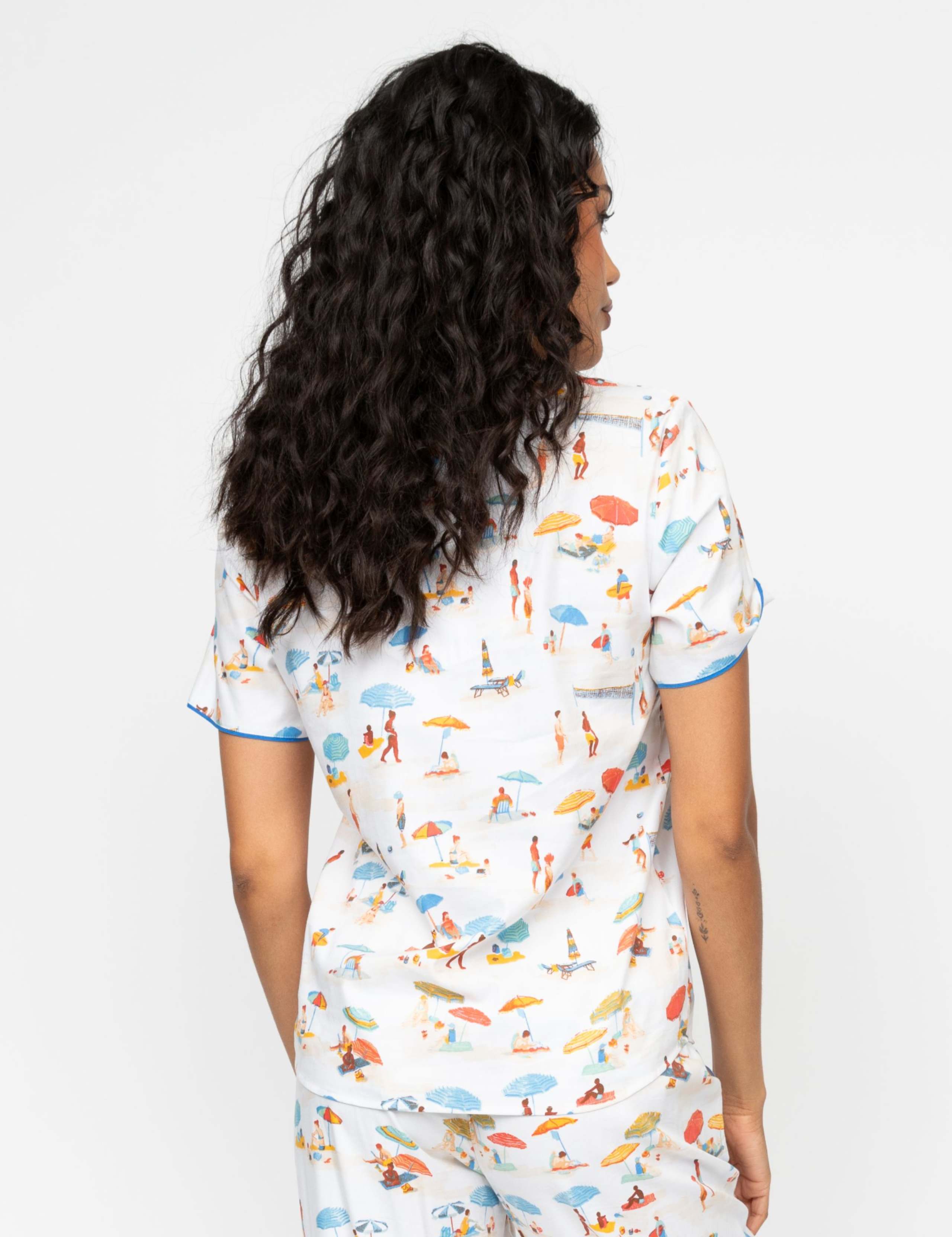 Cotton Modal Beach Print Pyjama Top 3 of 3