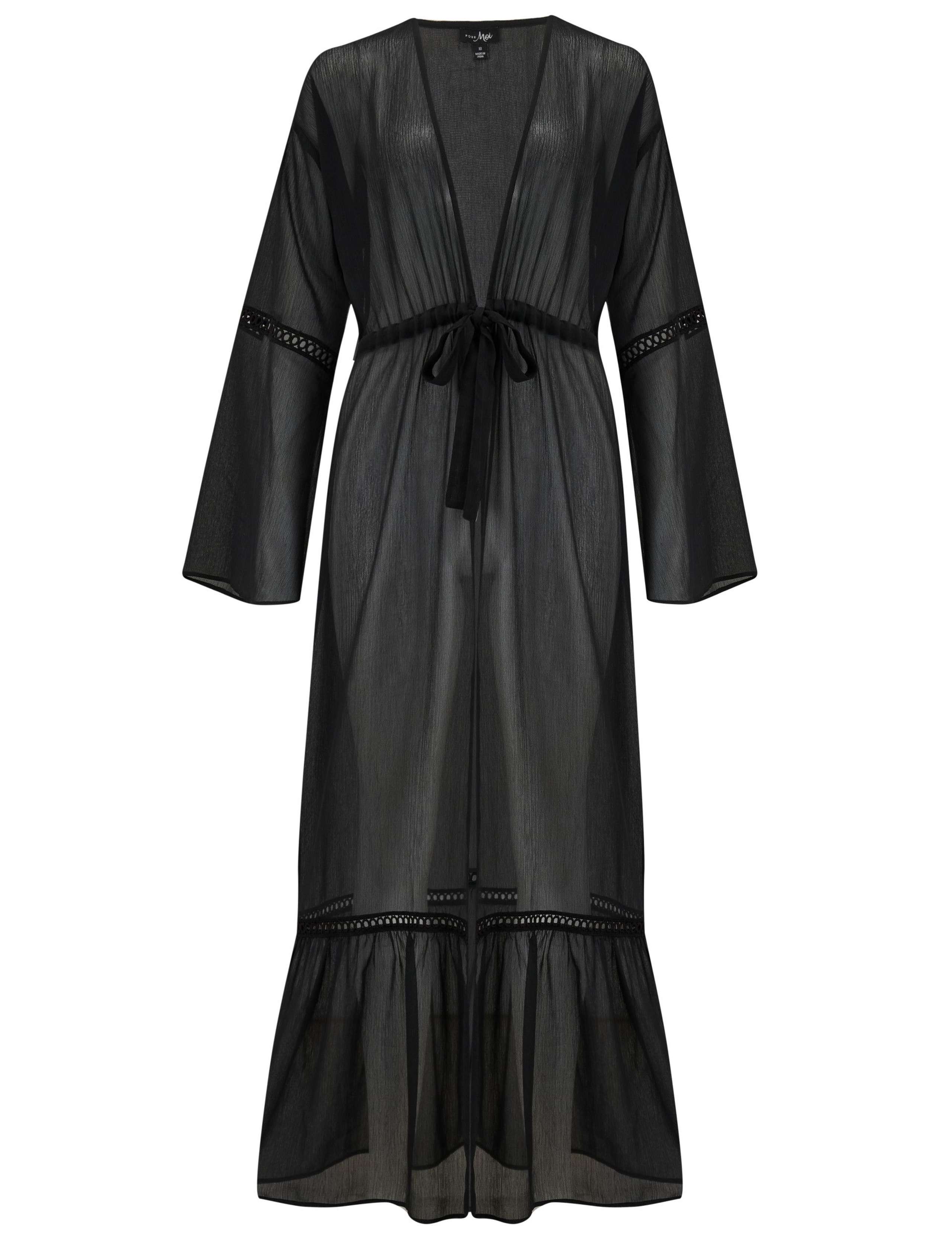 Chiffon Tie Front Maxi Beach Kimono 2 of 8