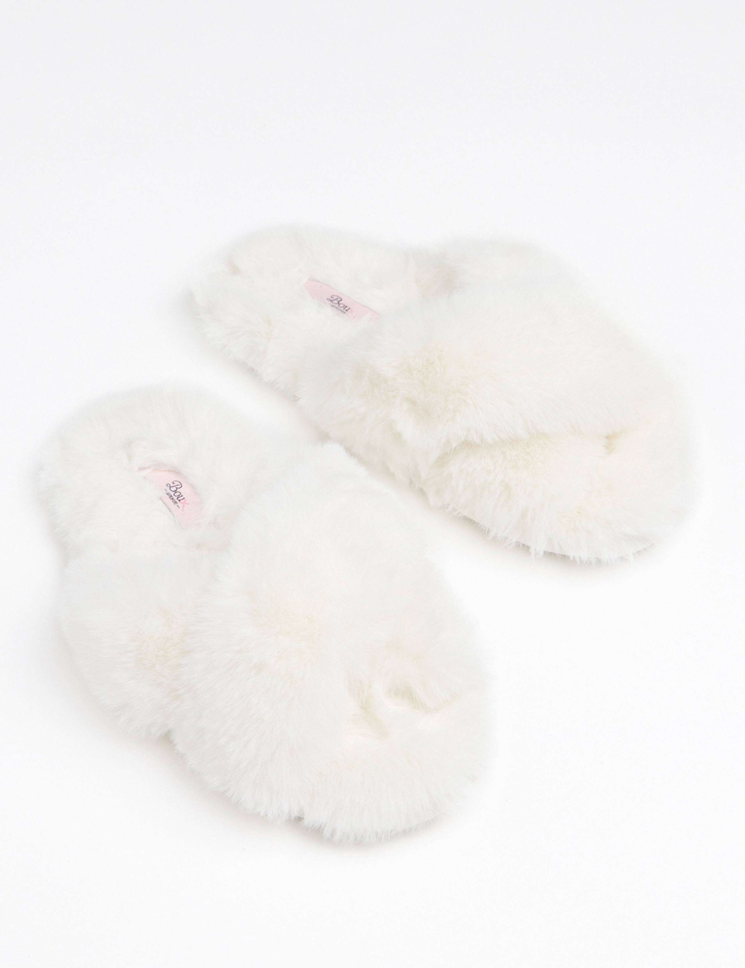 Faux Fur Crossover Slider Slippers 2 of 4