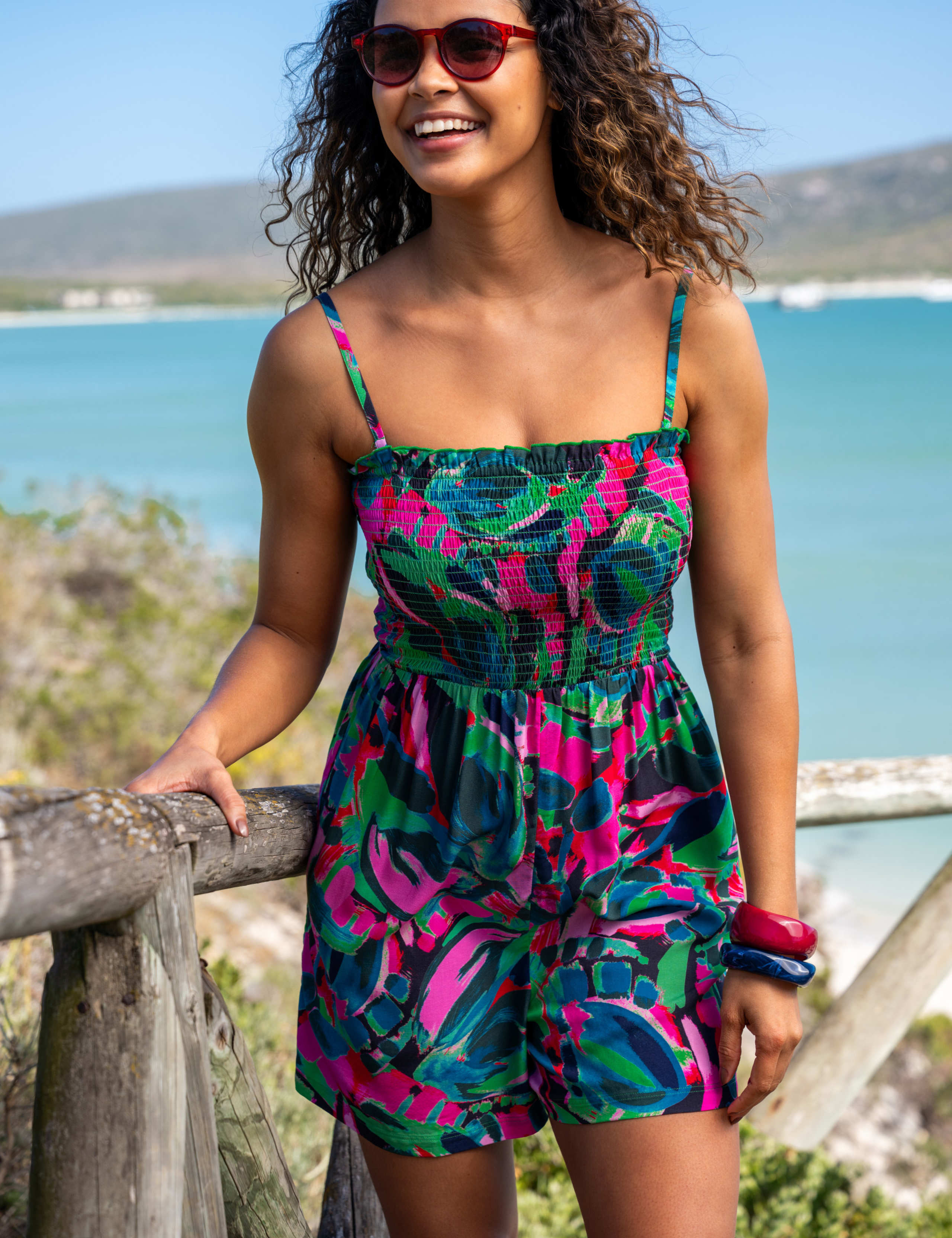 Lottie Strapless Shirred Beach Playsuit 1 of 4