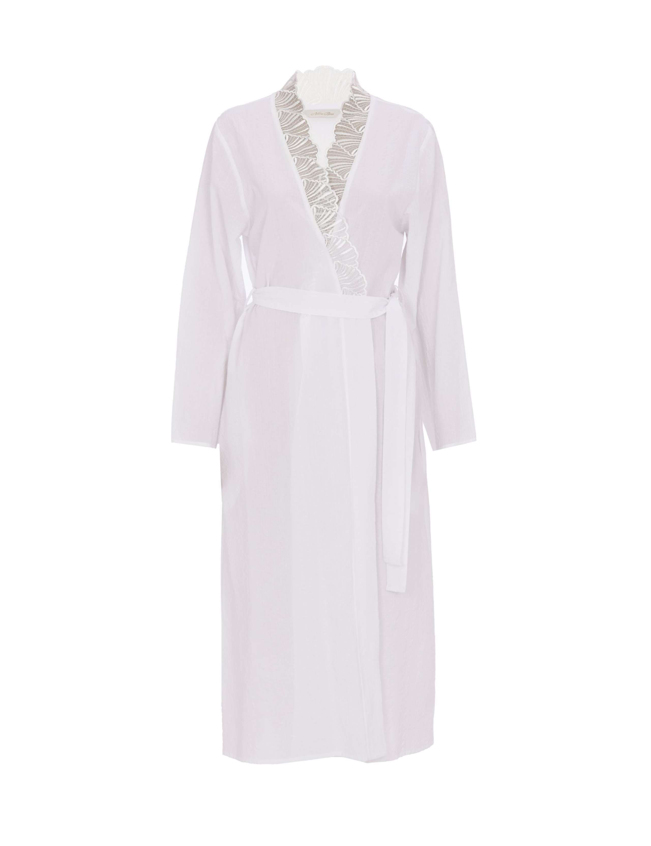 Pure Cotton Seersucker Lace Trim Dressing Gown 2 of 4