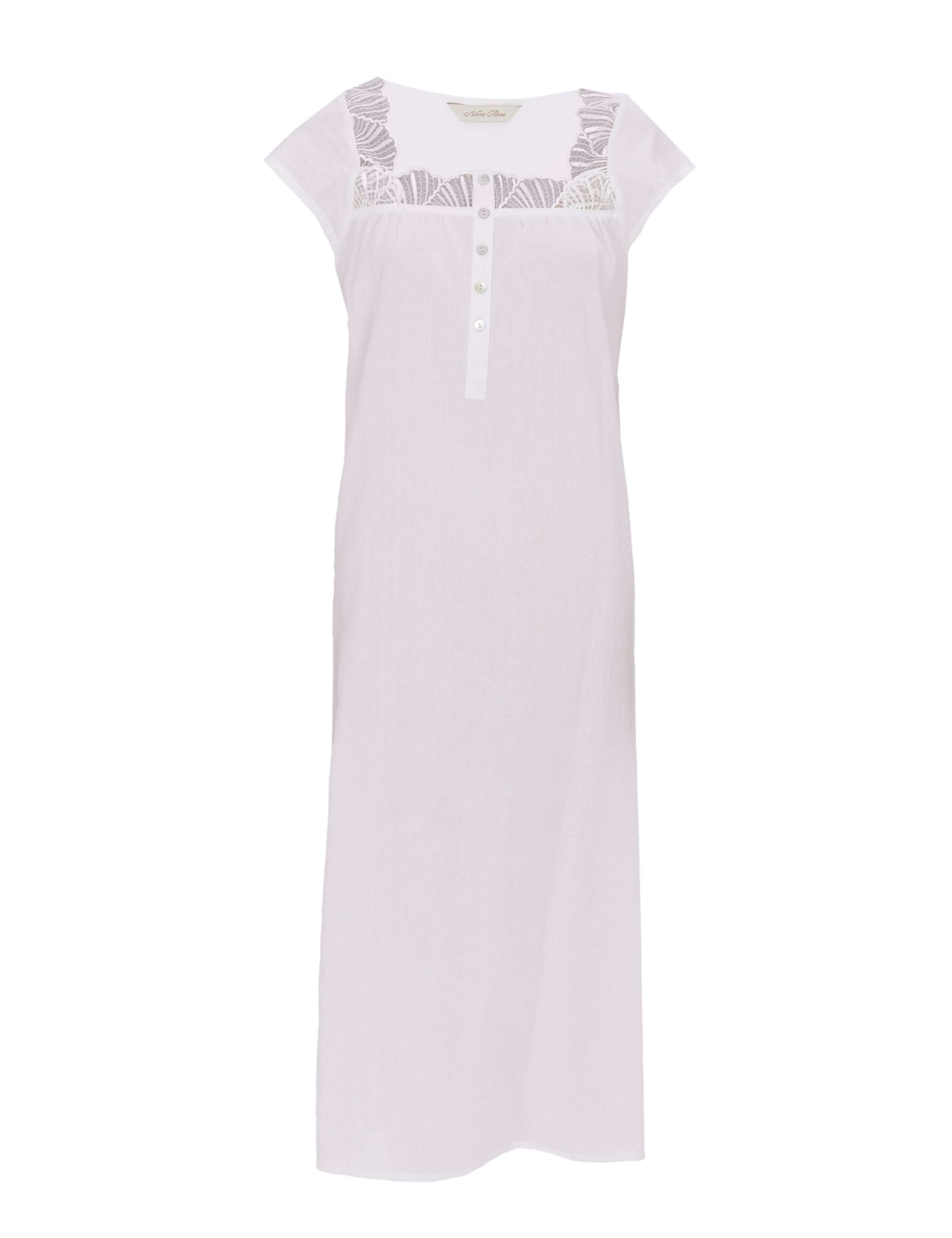 Pure Cotton Seersucker Lace Trim Nightdress 2 of 4