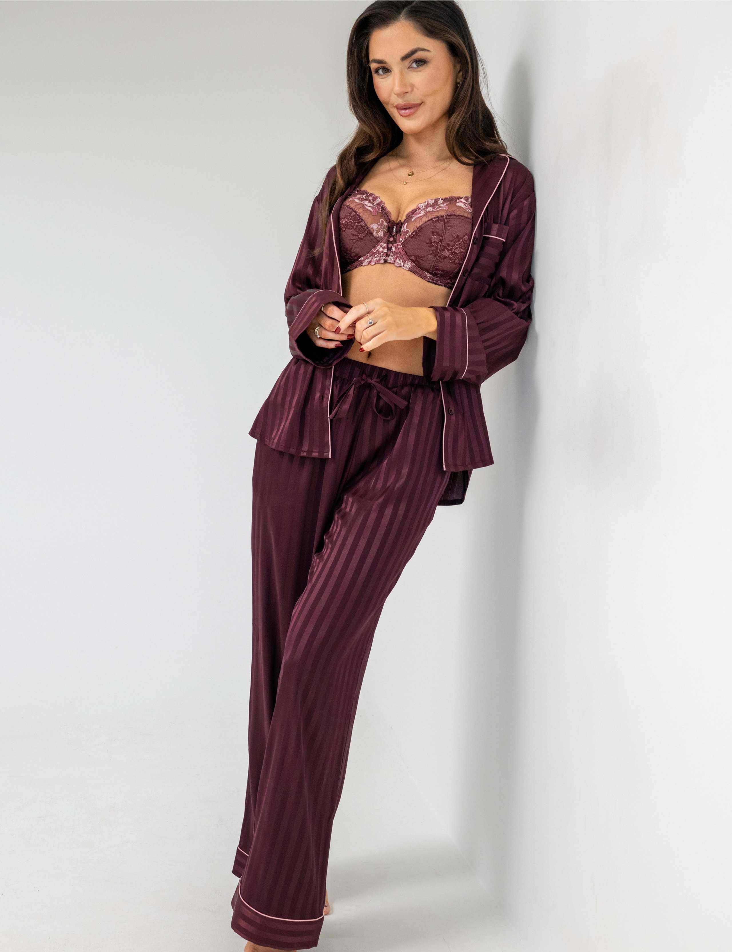 Satin Striped Pyjama Set 6 of 8