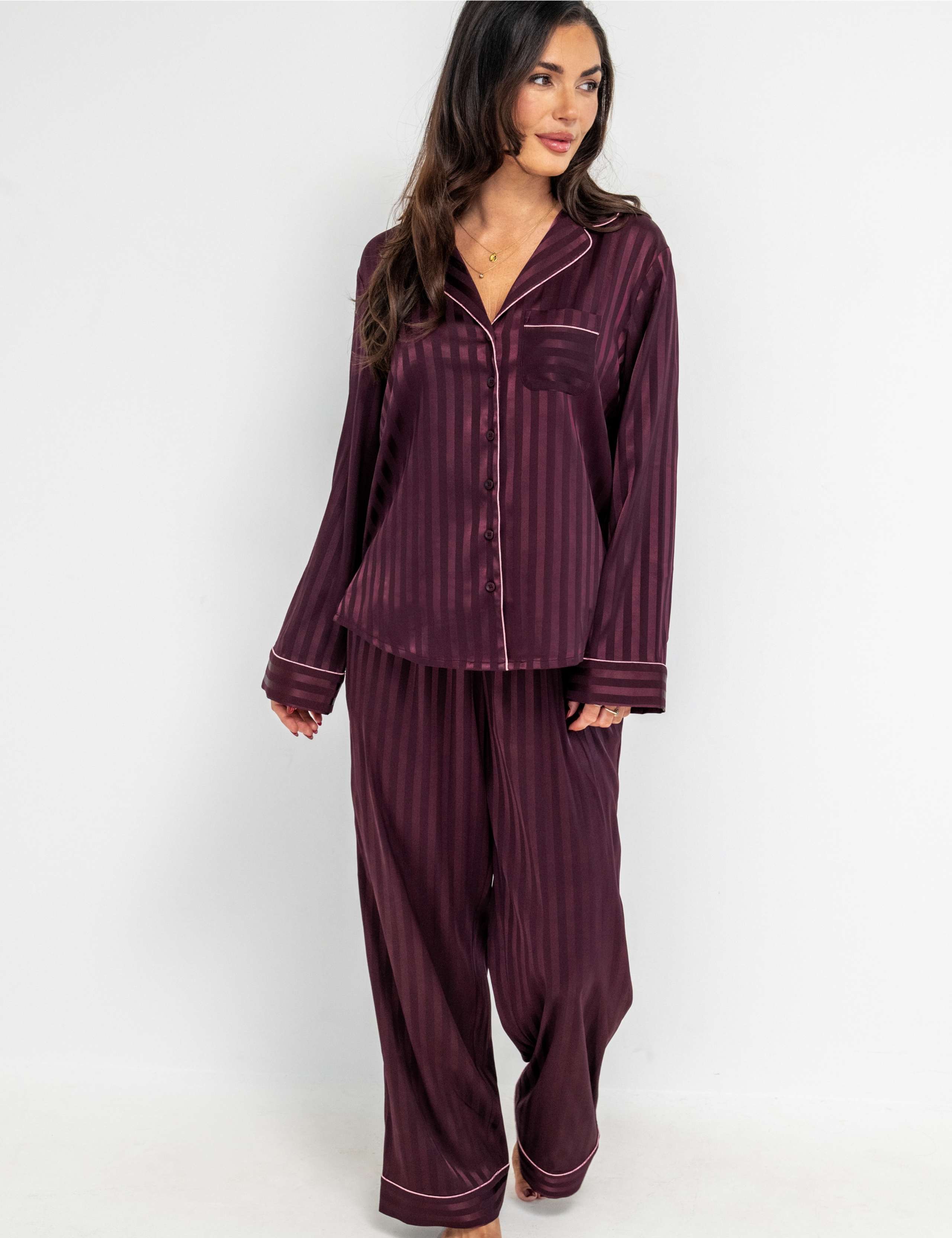 Satin Striped Pyjama Set 8 of 8