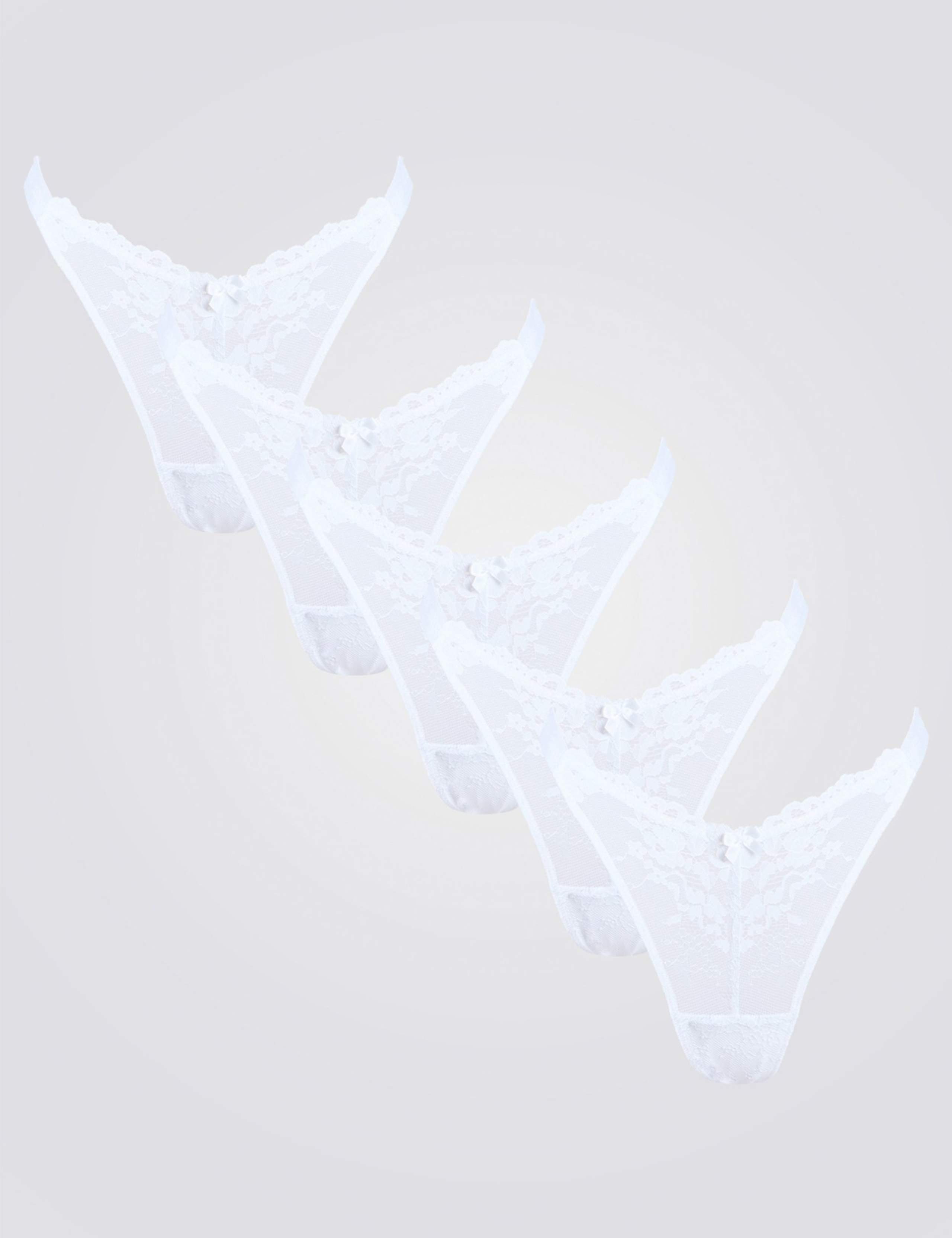 5pk Fran Lace High Leg Thongs 2 of 3