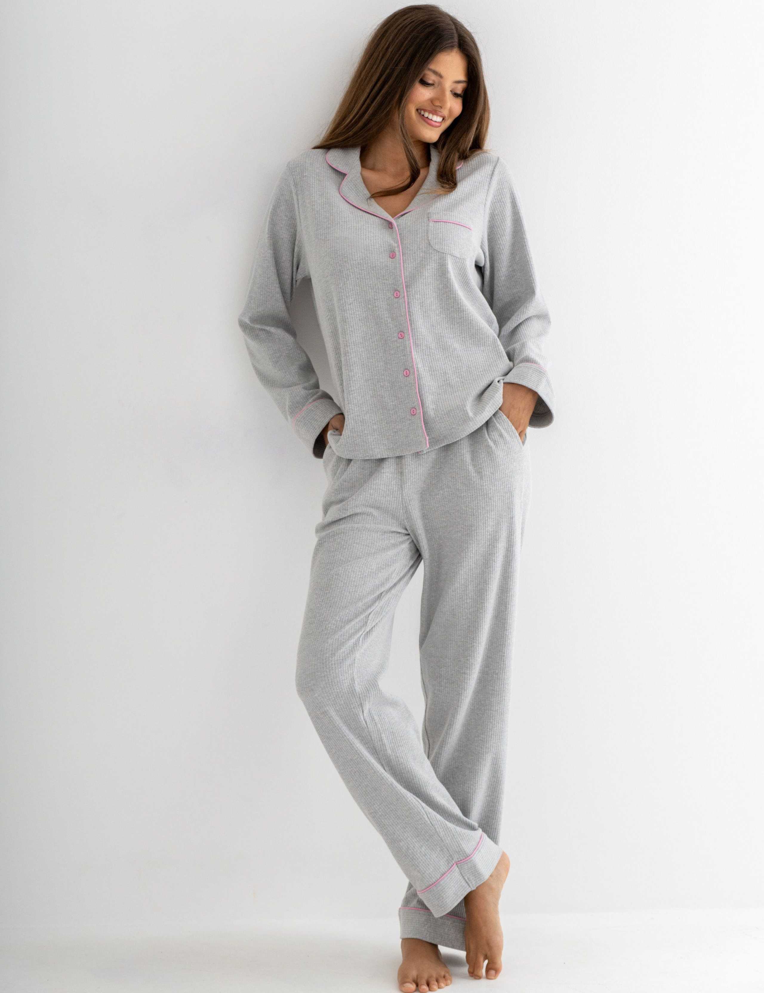 Cotton Rich Ribbed Pyjama Set 1 of 8