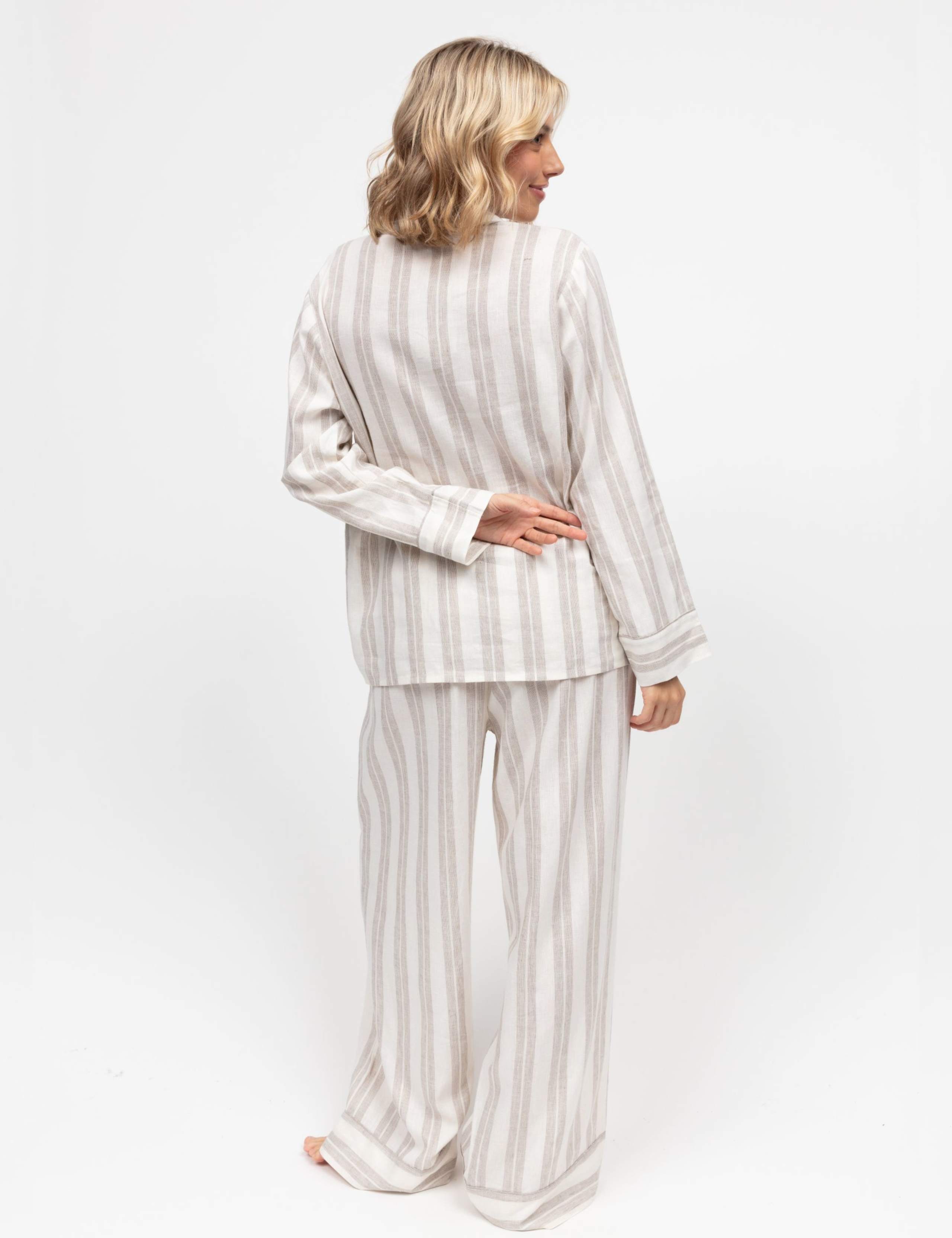 Linen Blend Striped Revere Pyjama Set 4 of 4