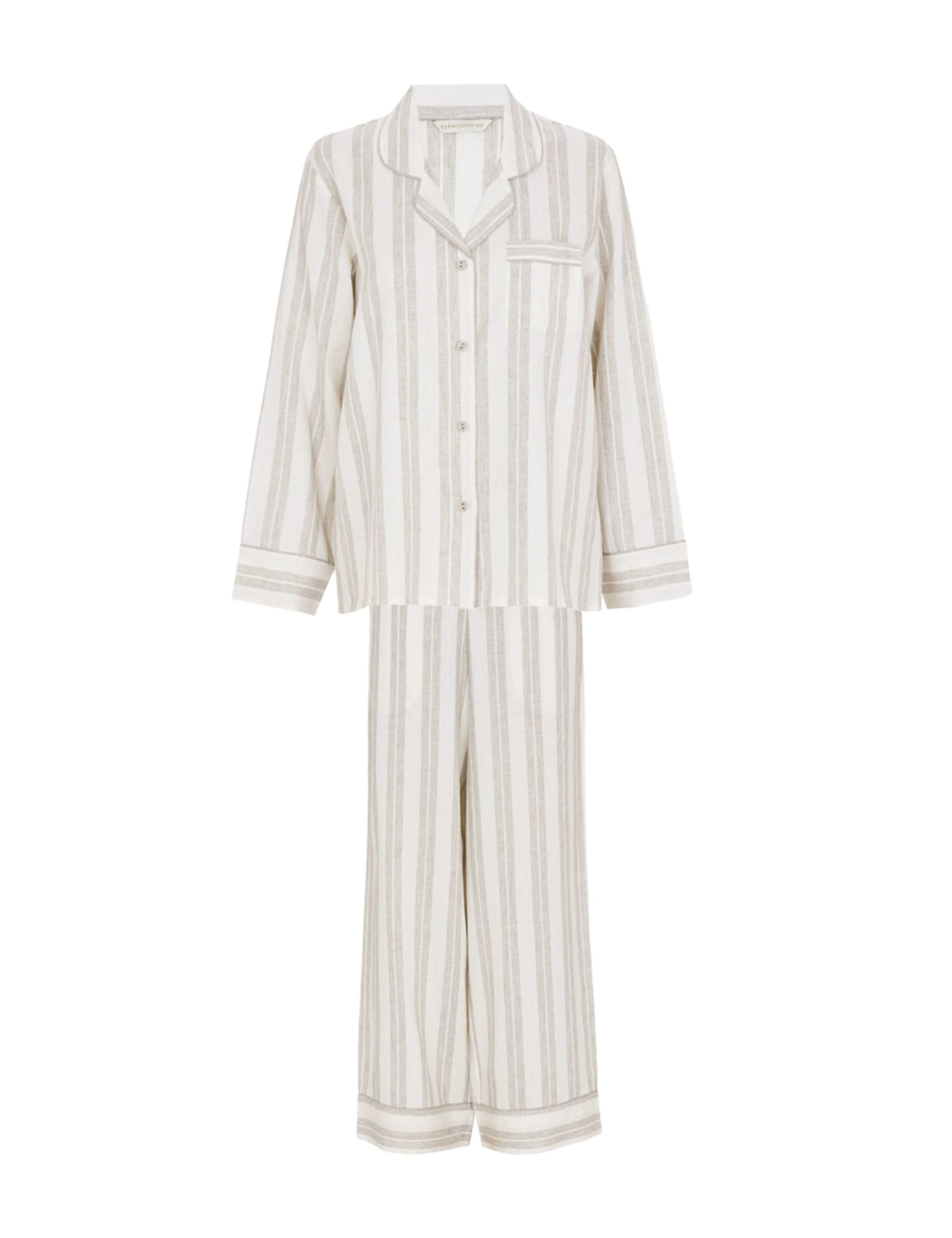 Linen Blend Striped Revere Pyjama Set 2 of 4