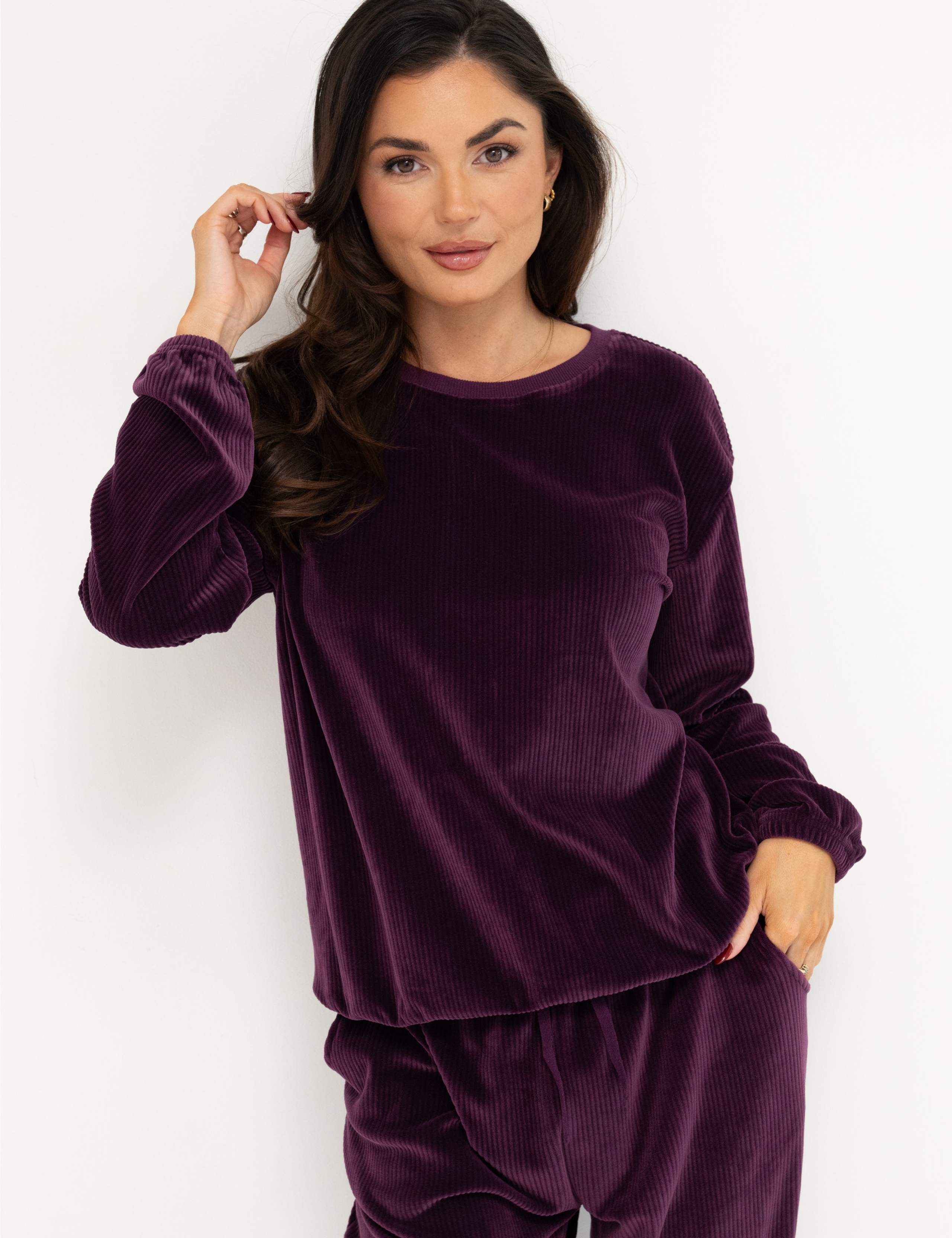 Ribbed Fleece Lounge Set 3 of 7