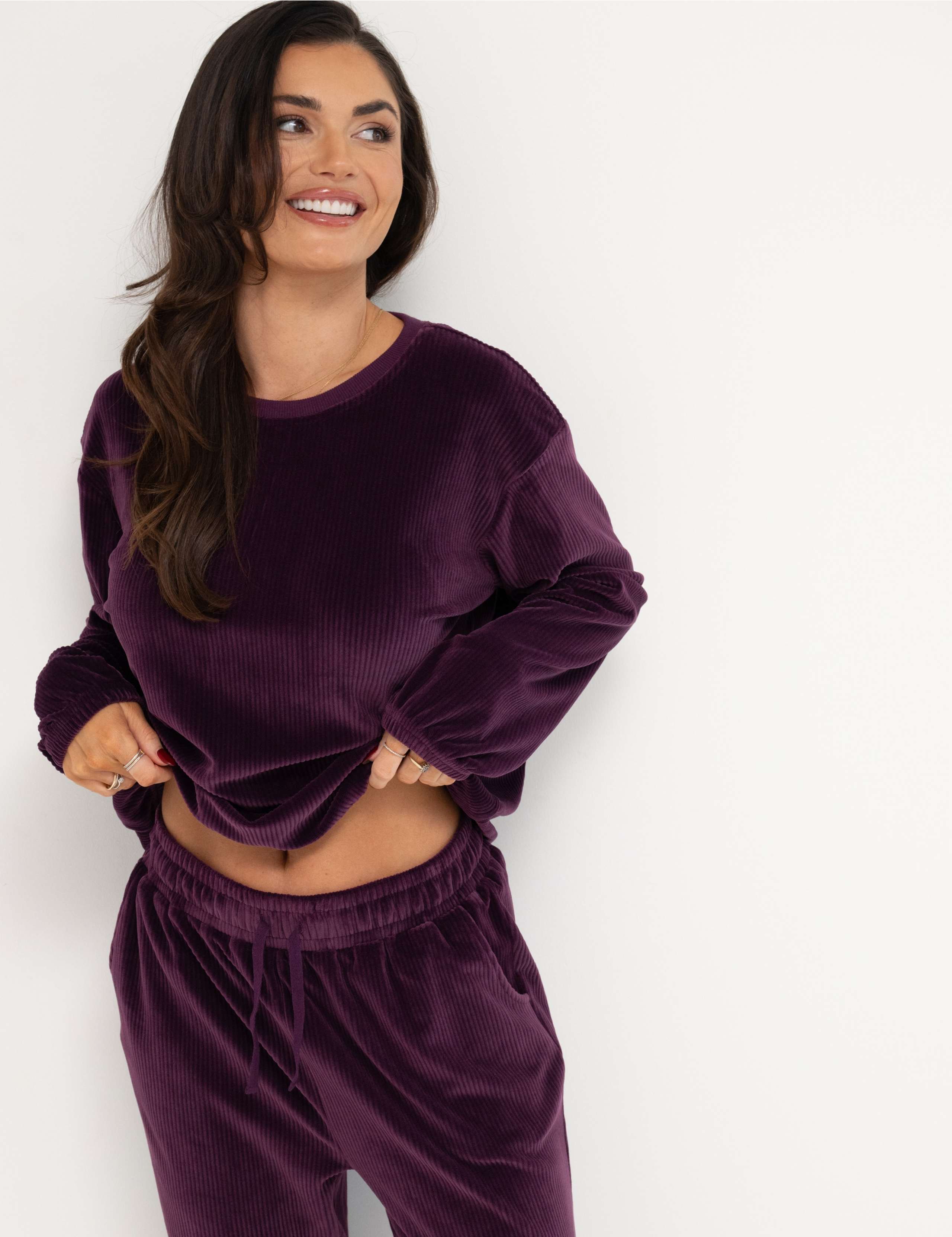 Ribbed Fleece Lounge Set 7 of 7