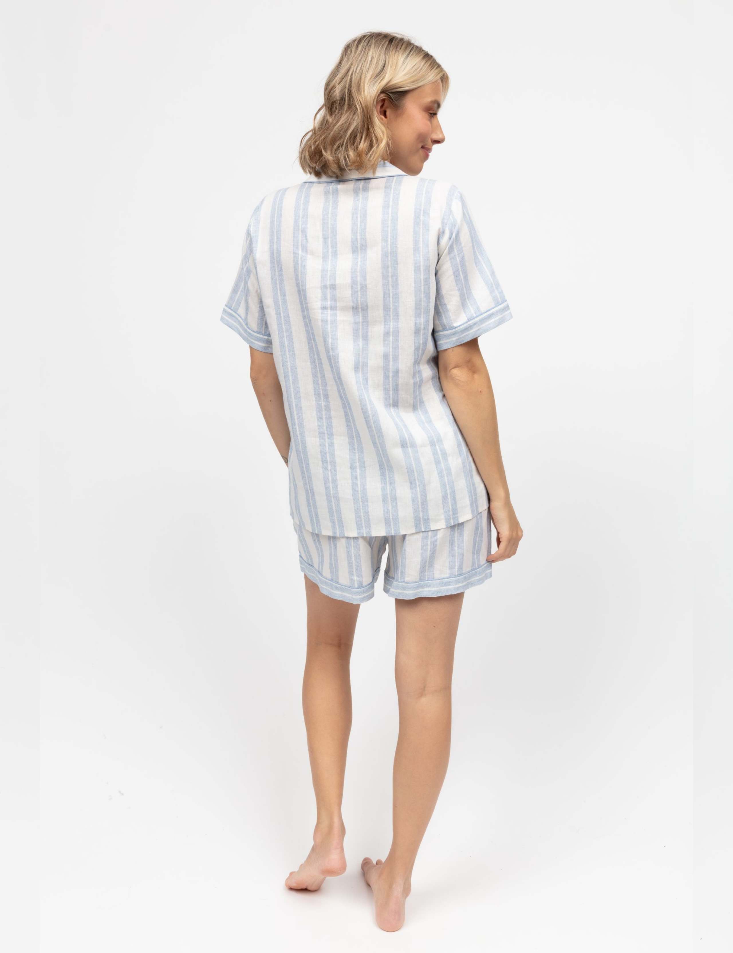 Linen Blend Striped Shortie Set 4 of 4