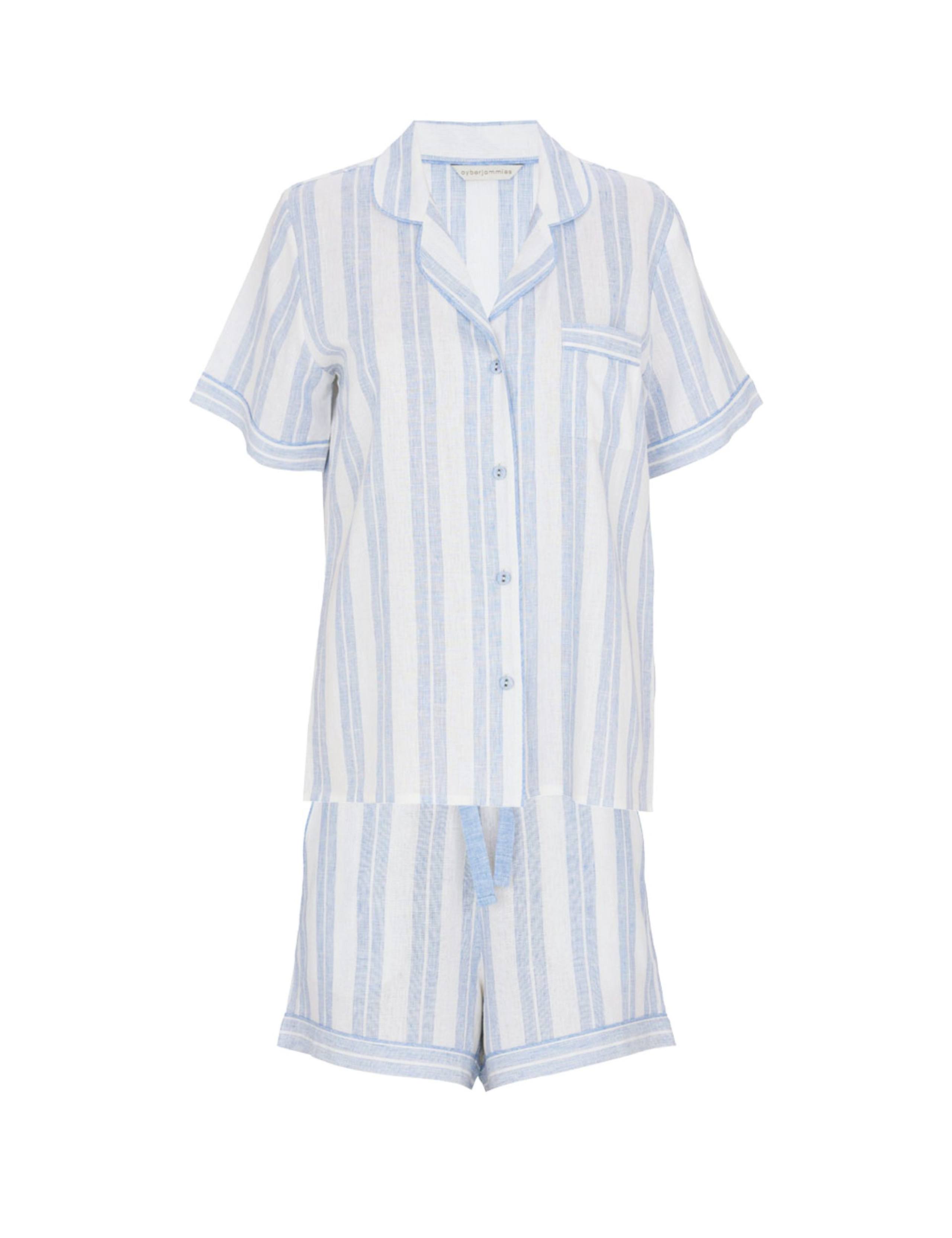 Linen Blend Striped Shortie Set 2 of 4
