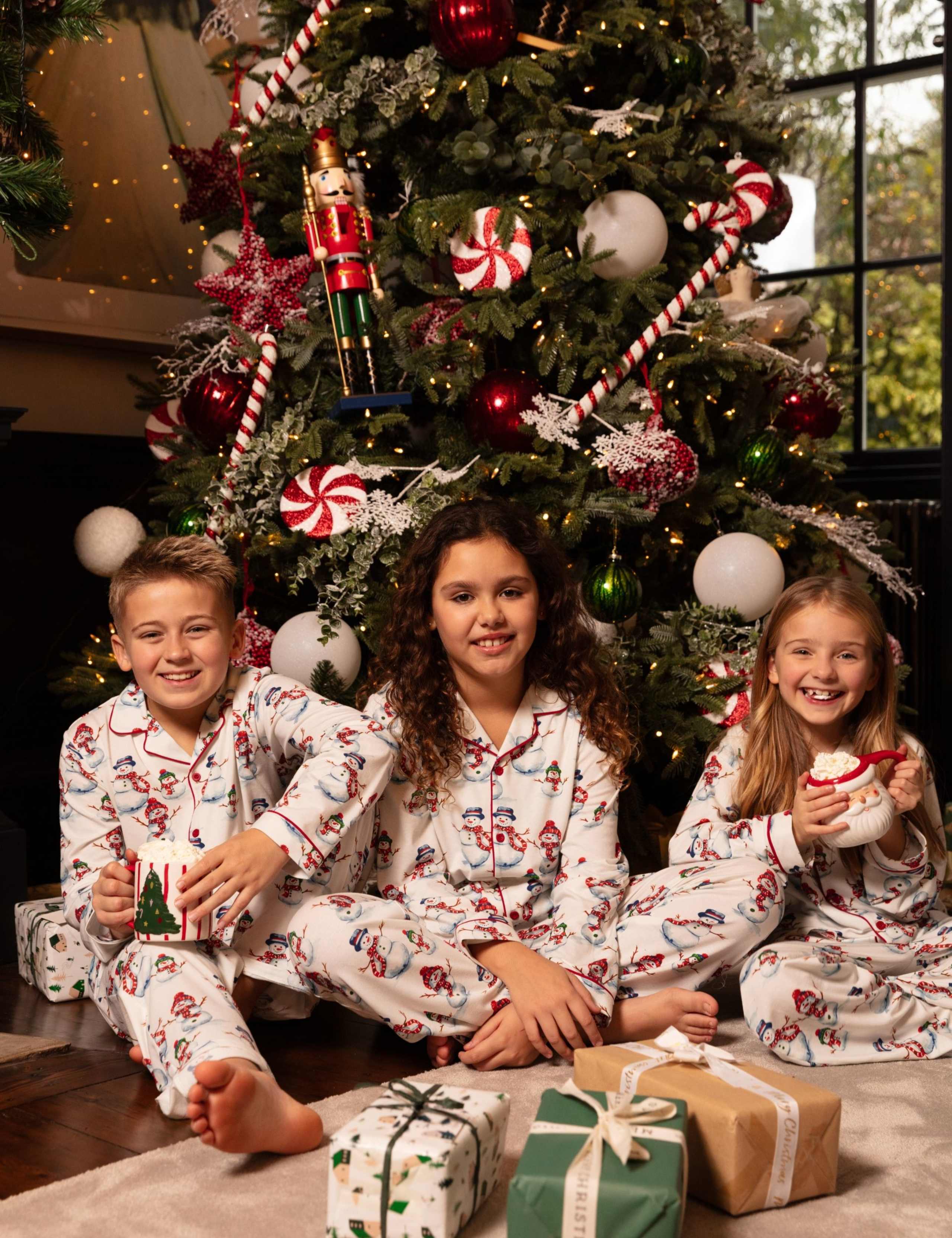 Cotton Blend Snowman Print Family Christmas Pyjamas (2-13 Yrs) 1 of 4