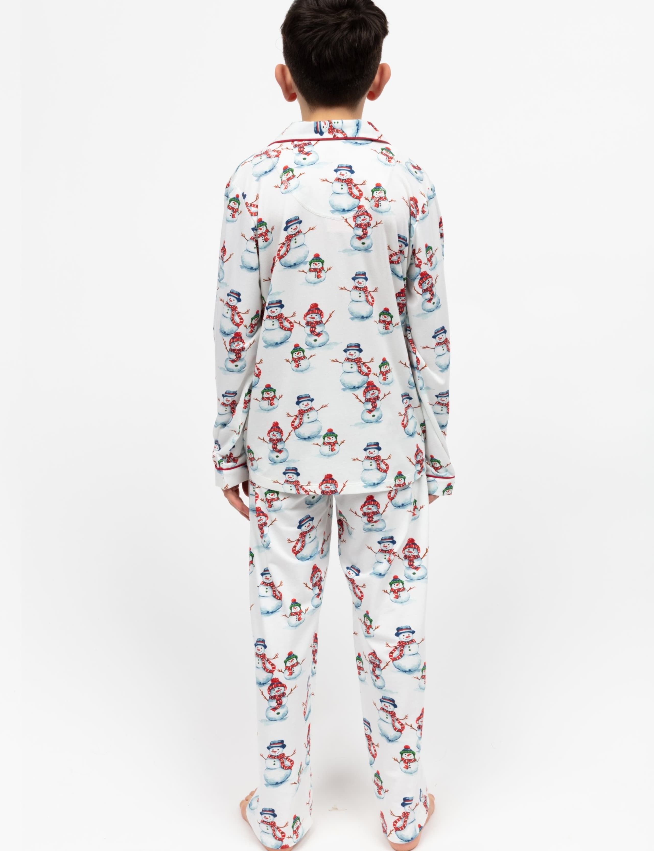 Cotton Blend Snowman Print Pyjamas (2-13 Yrs) 4 of 4