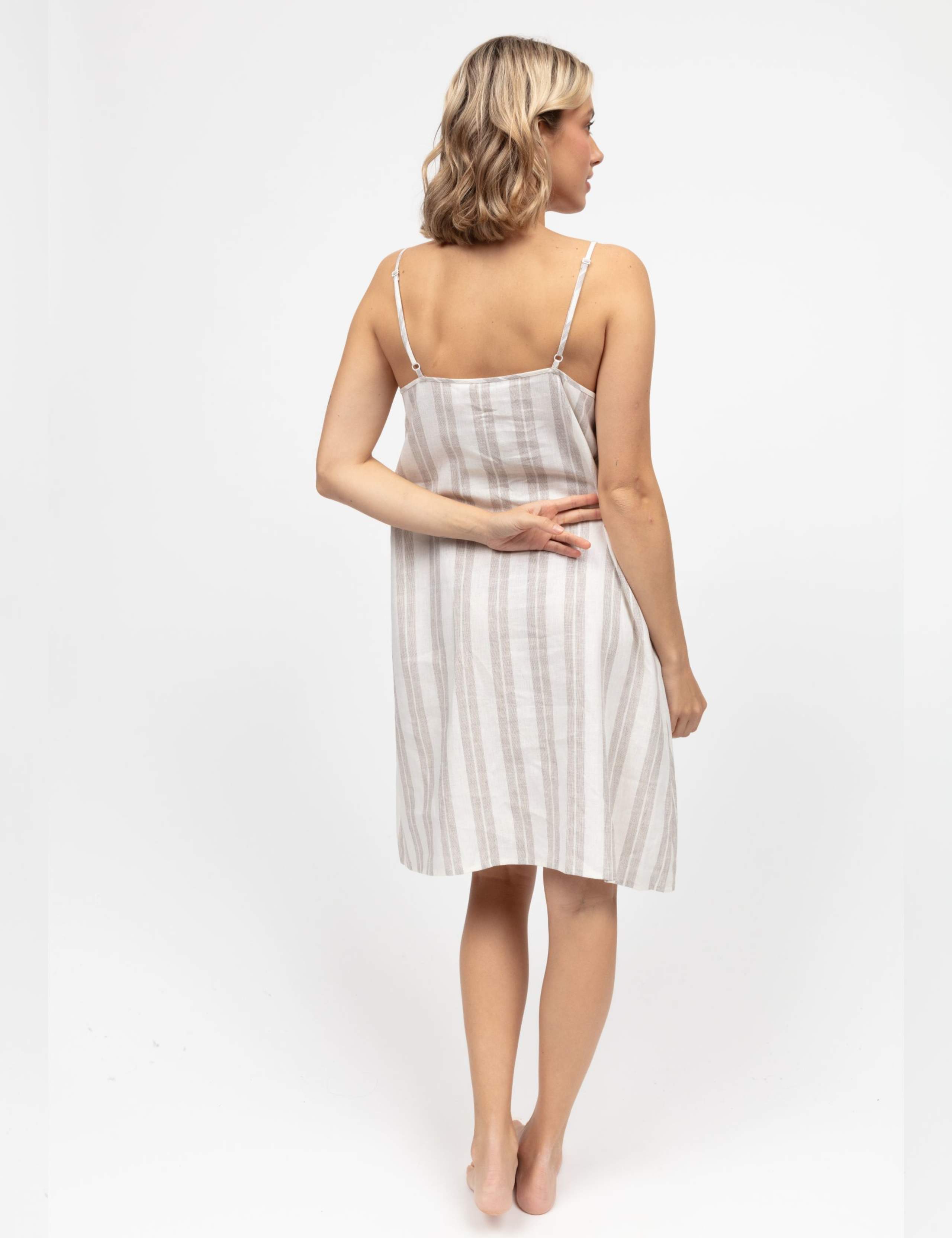 Linen Blend Striped Strappy Nightdress 4 of 4