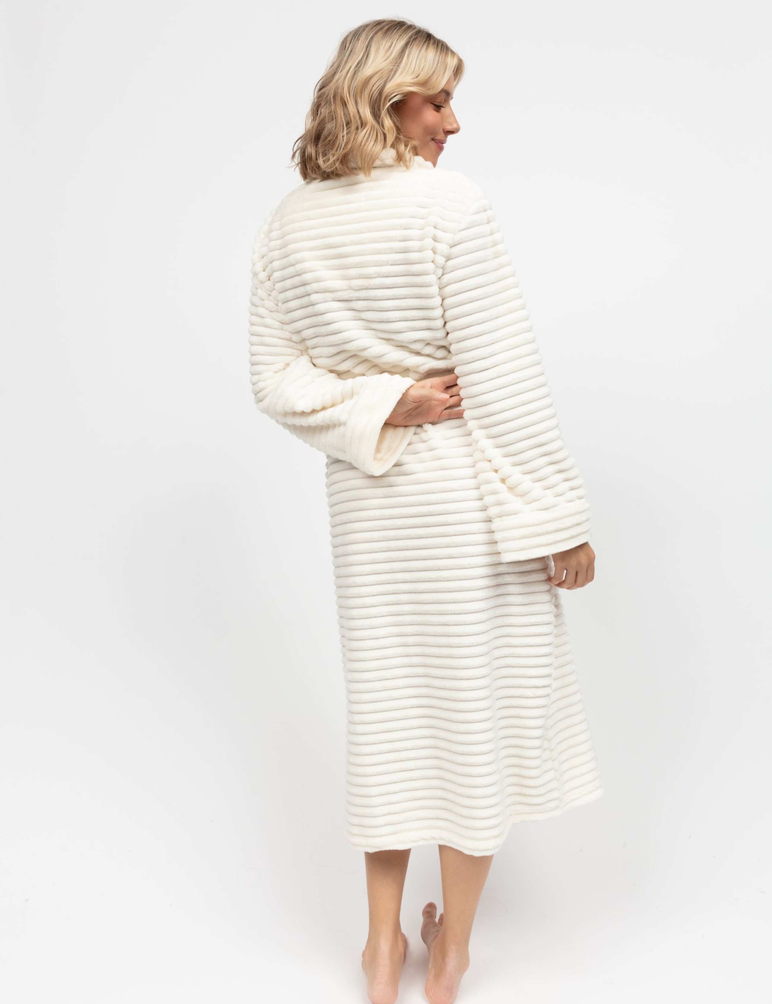 Striped Fleece Dressing Gown 2 of 3