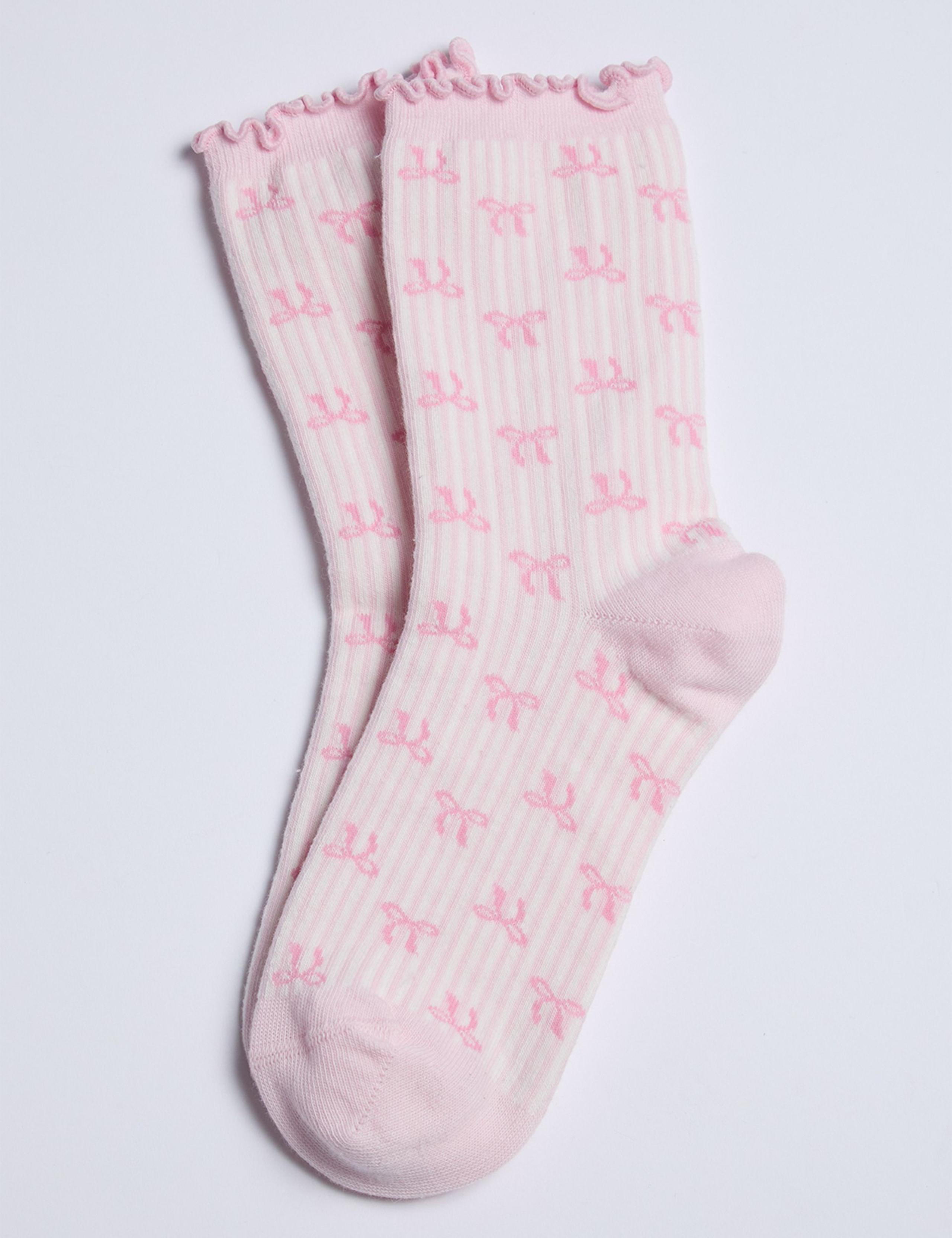 2pk Cotton Rich Pointelle Bow Ankle Socks 3 of 5