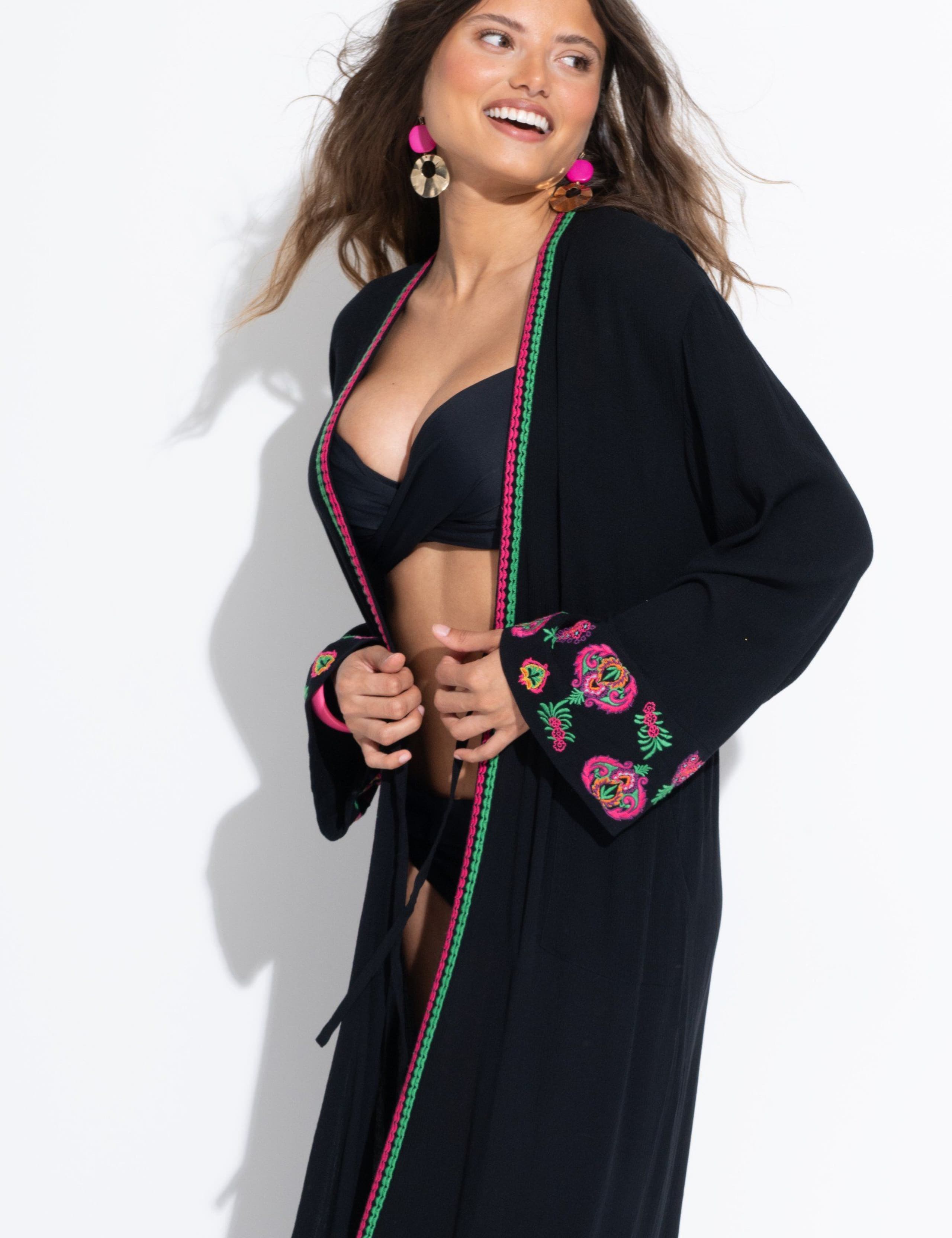 Embroidered V-Neck Maxi Kaftan Beach Dress 4 of 6