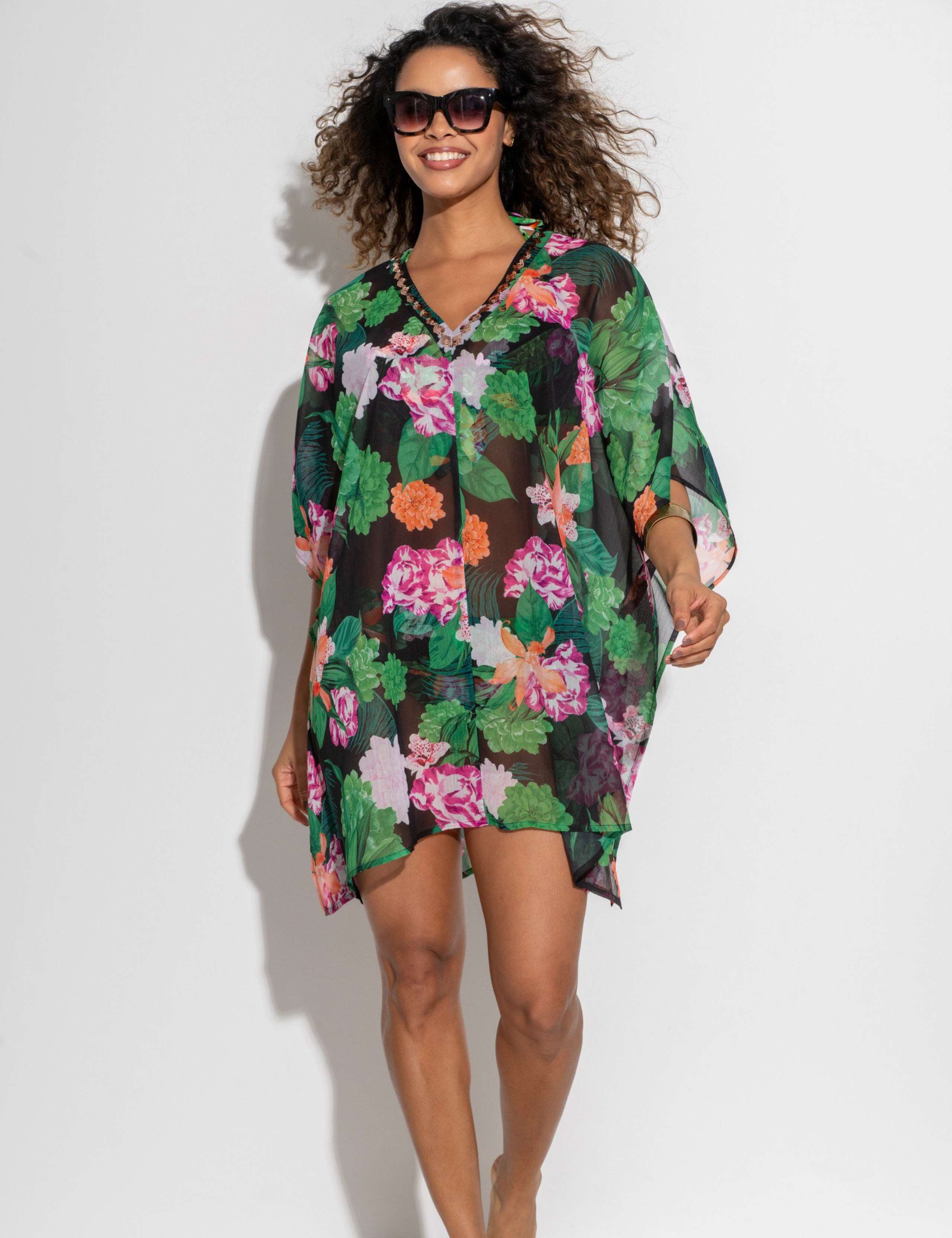 Chiffon V Neck Embellished Kaftan 3 of 8