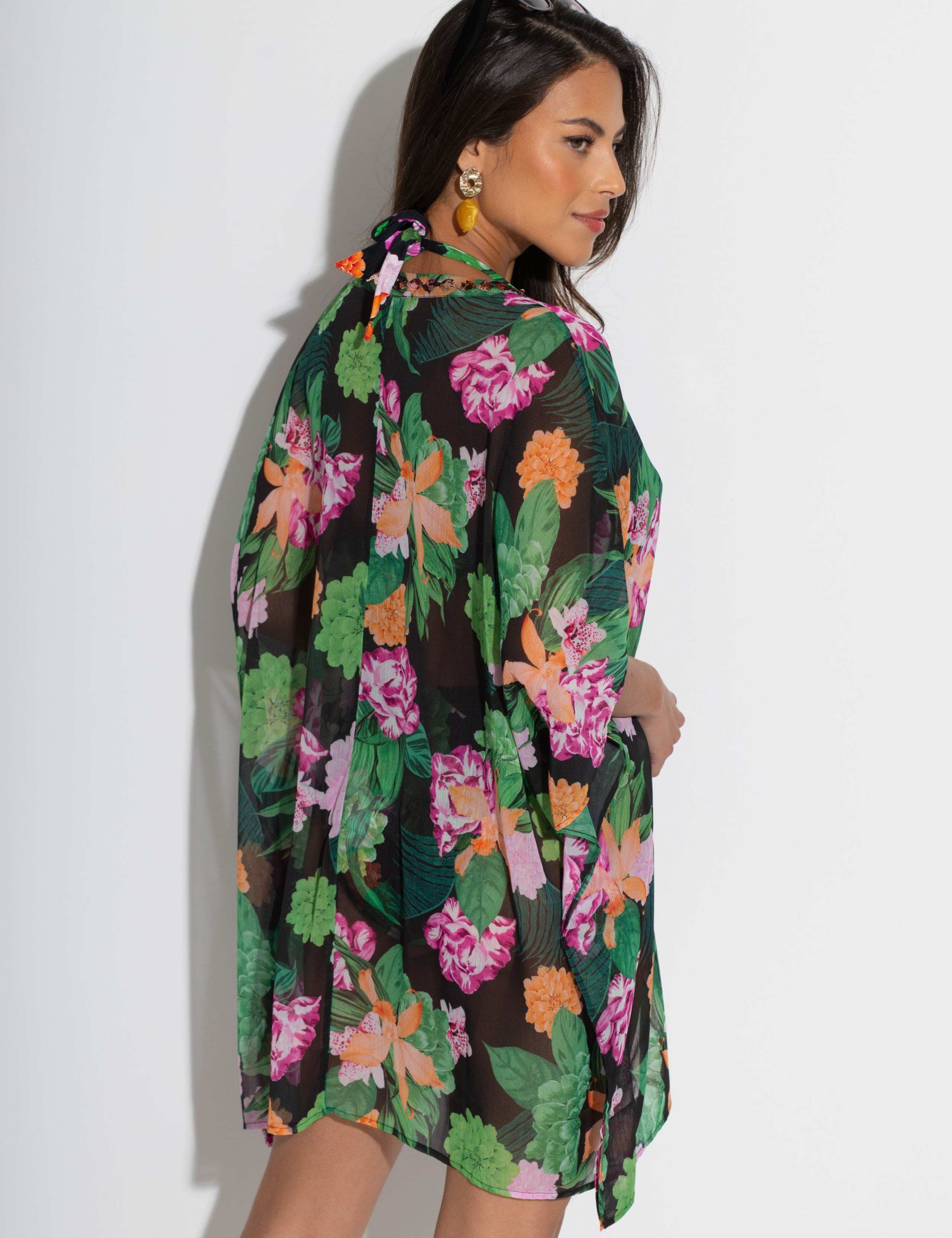 Chiffon V Neck Embellished Kaftan 7 of 8