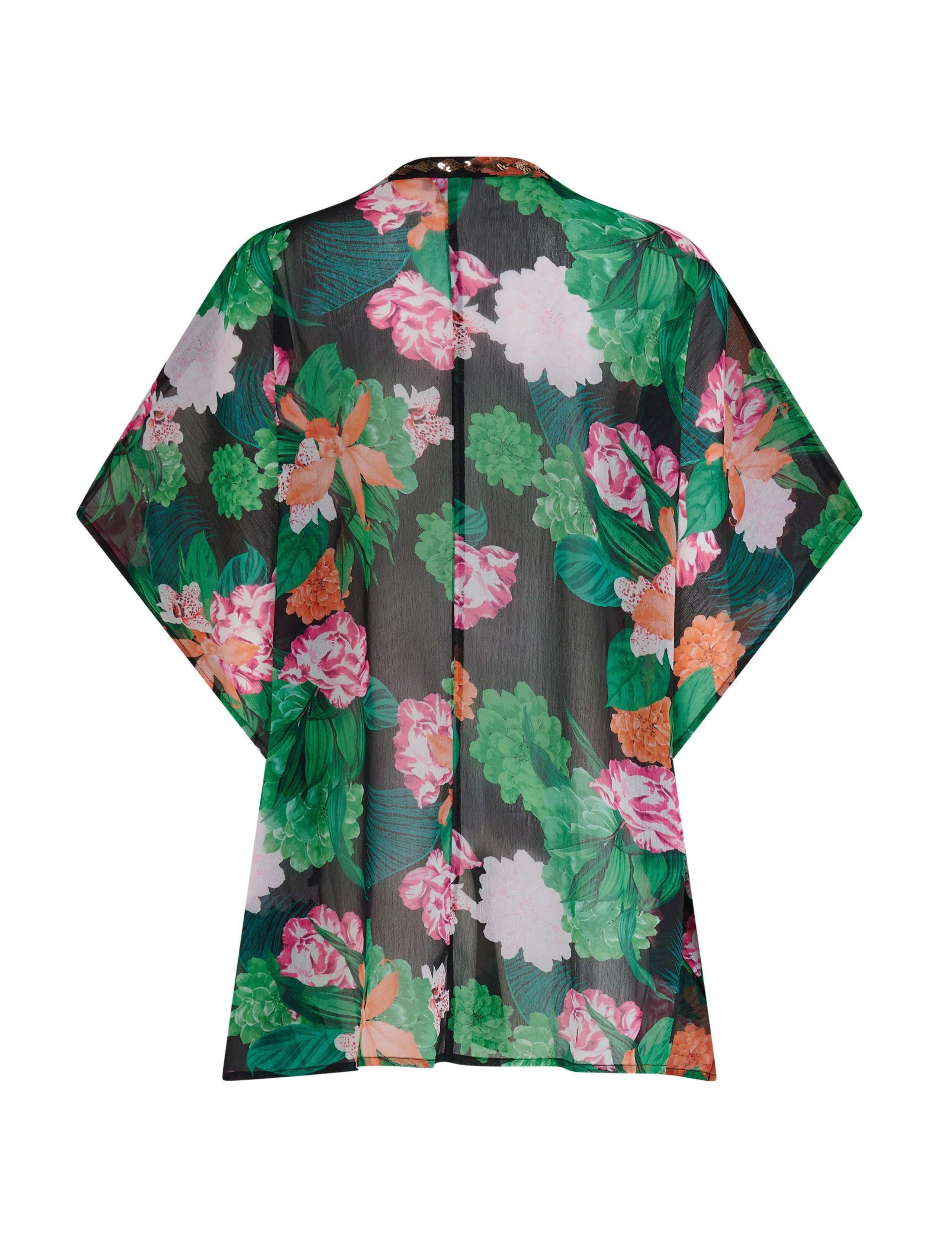 Chiffon Floral Sequin V Neck Mini Kaftan 8 of 8