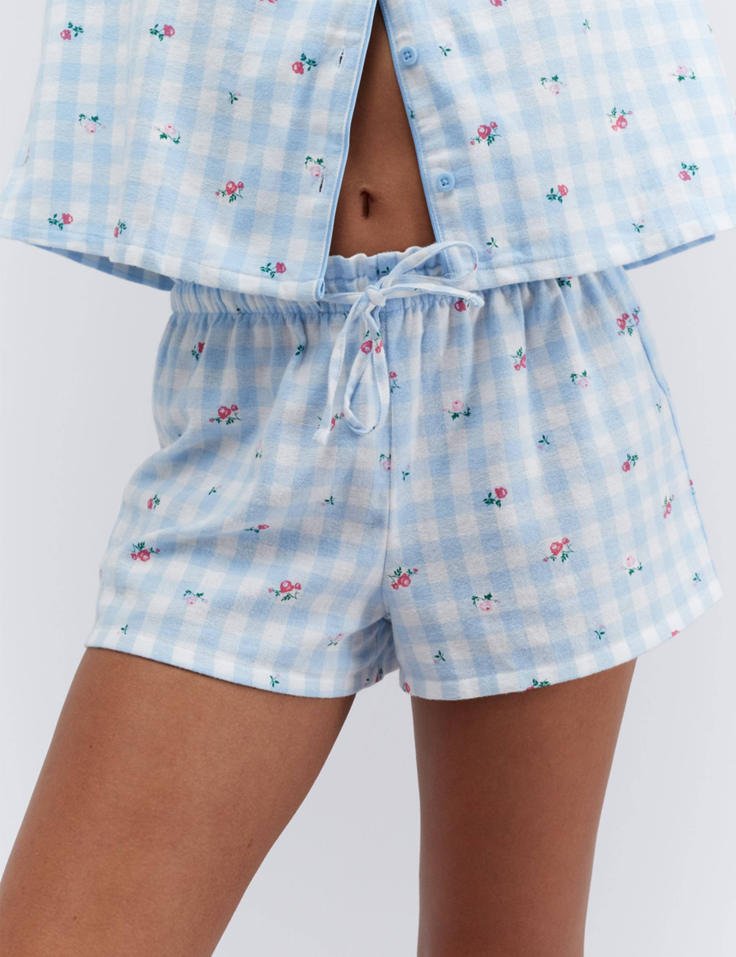 Floral Gingham Print Shortie Pyjamas in a Bag 4 of 11