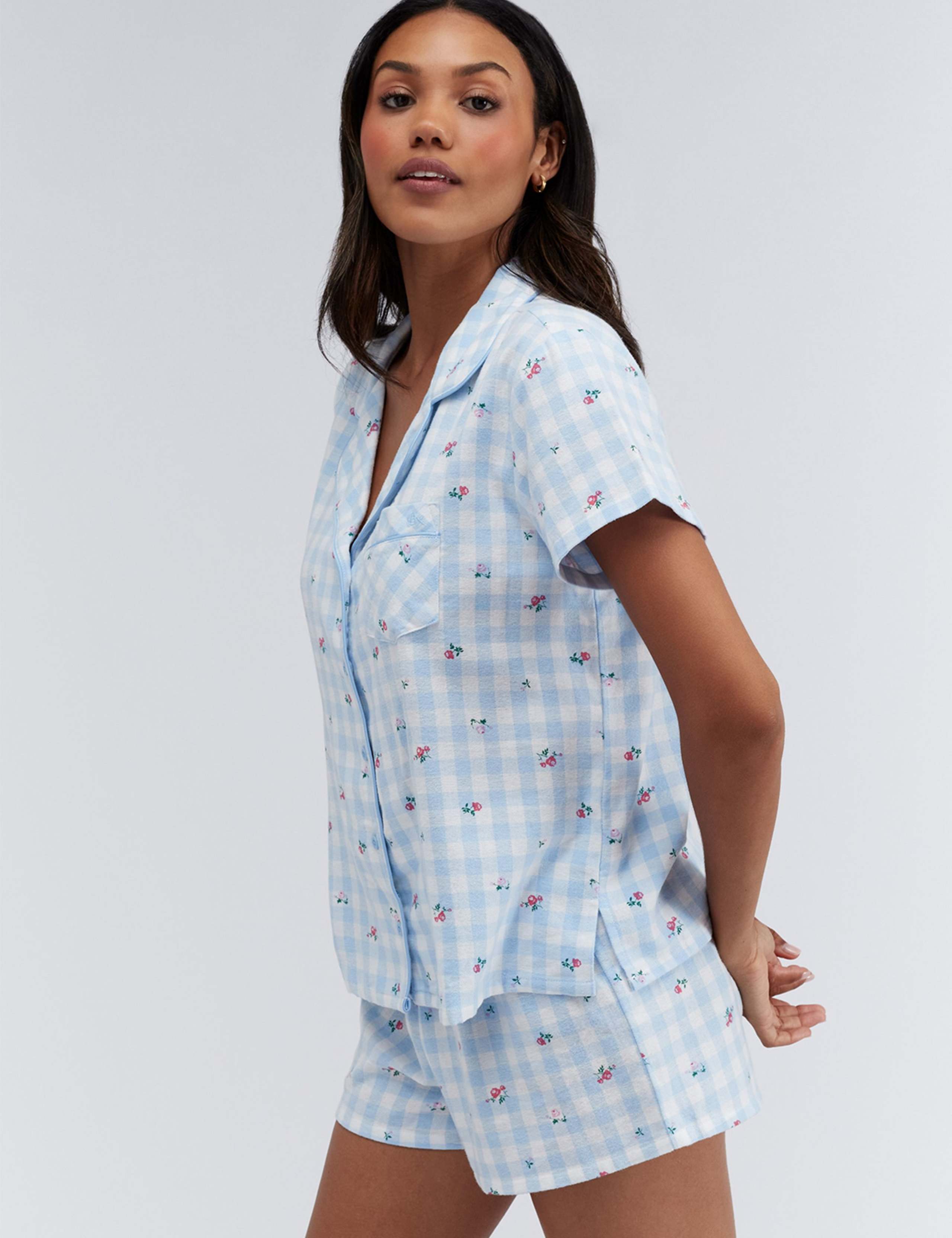 Floral Gingham Print Shortie Pyjamas in a Bag 7 of 11