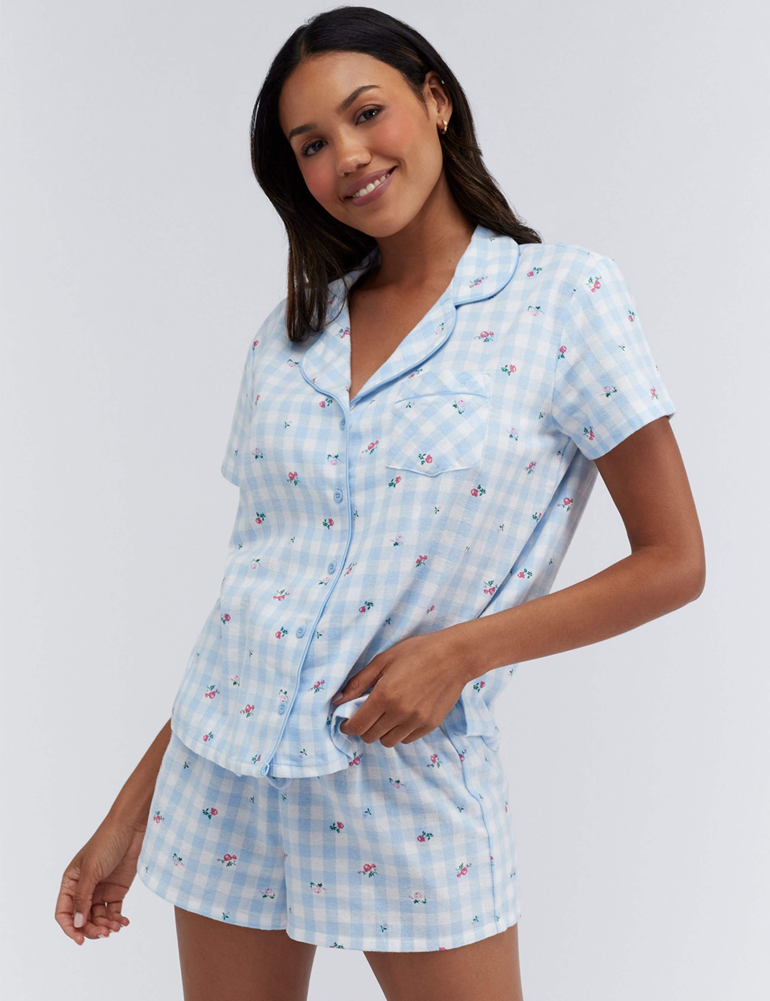 Floral Gingham Print Shortie Pyjamas in a Bag 10 of 11