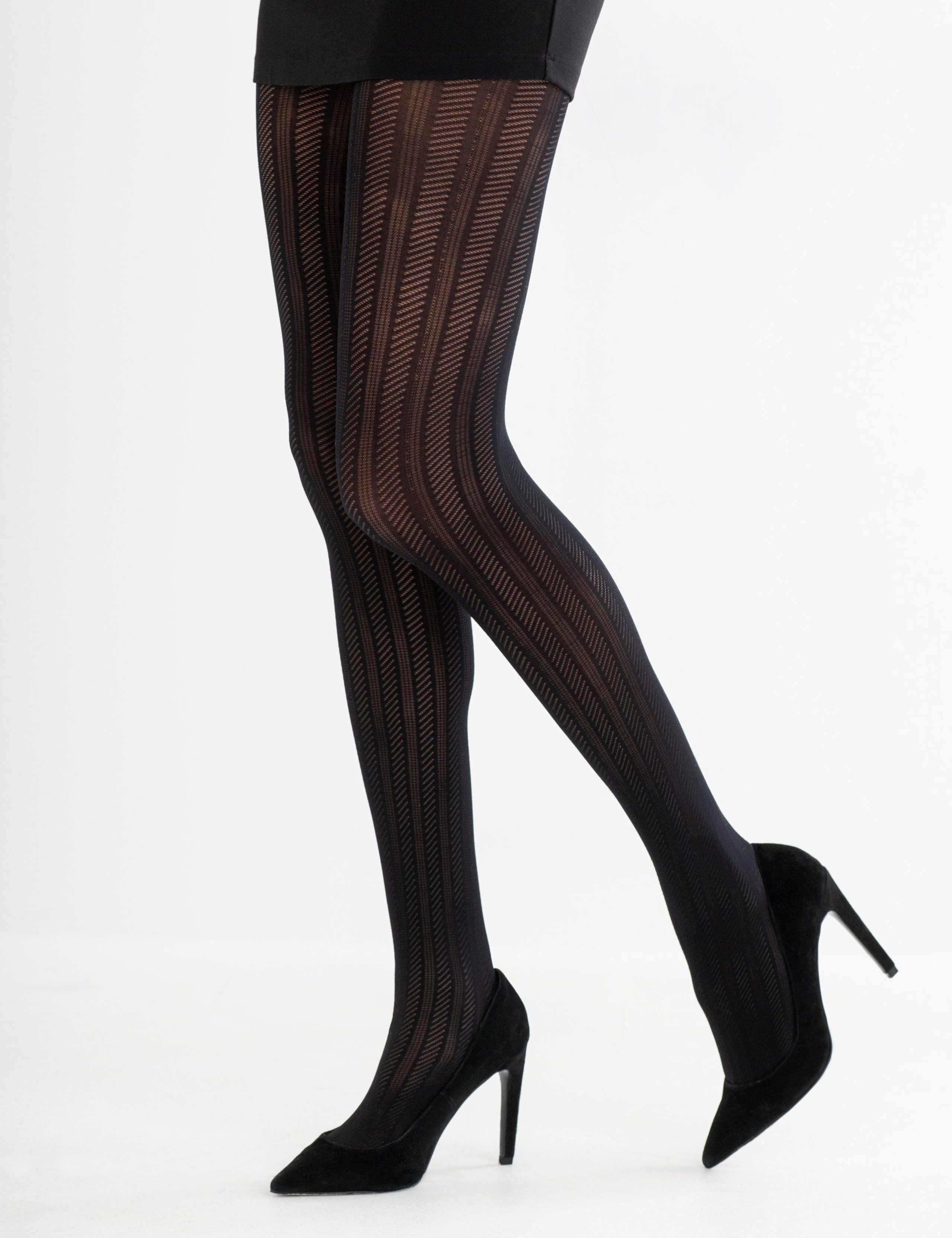 30 Denier Lace Striped Sheer Tights 3 of 3