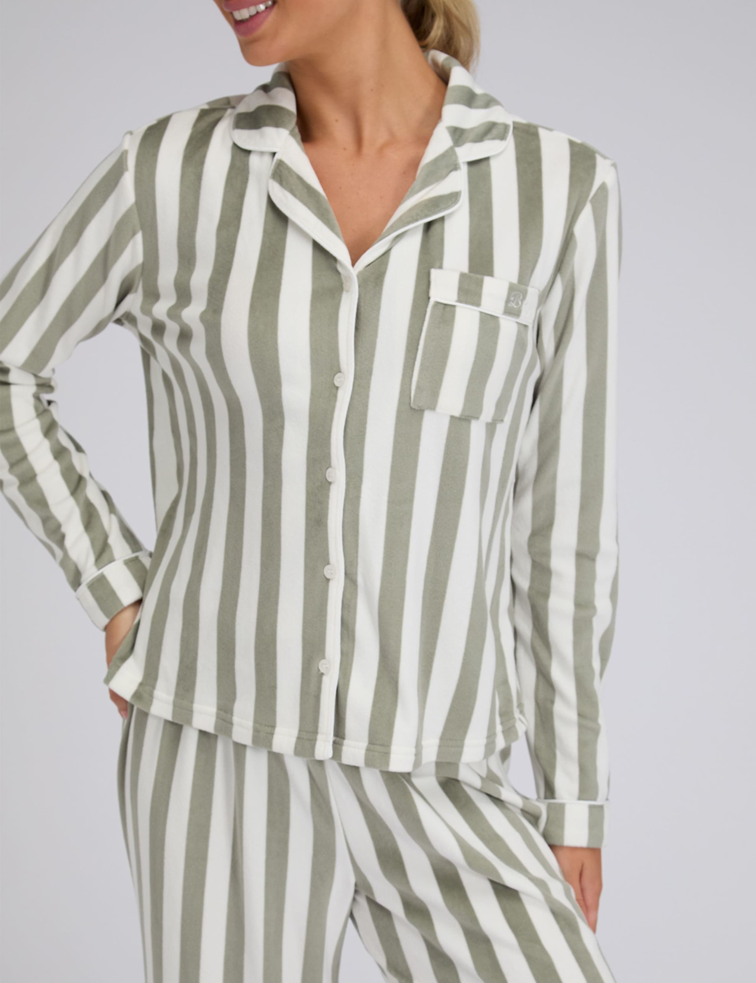 Velour Striped Pyjamas 2 of 8