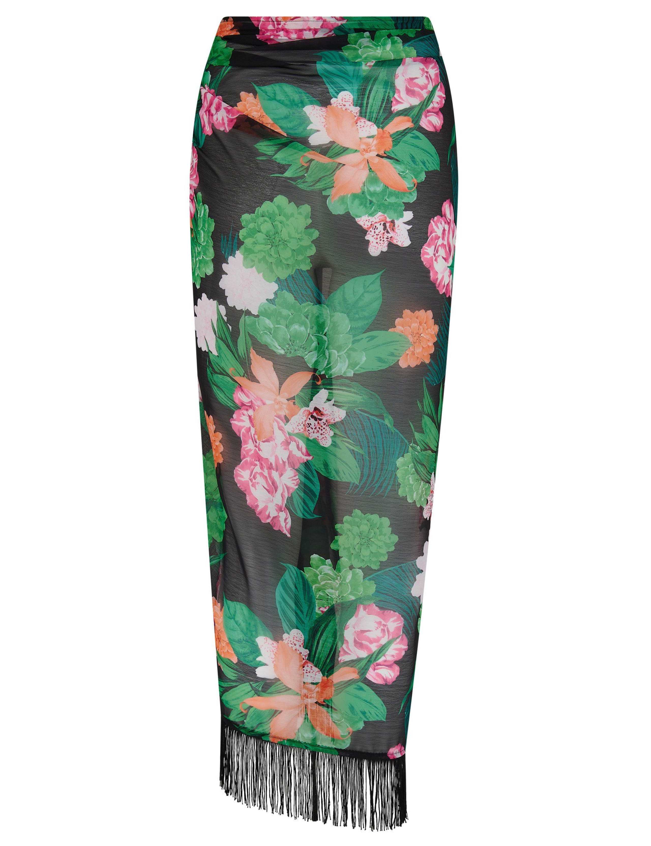 Chiffon Floral Tassel Beach Cover Up Sarong 8 of 8