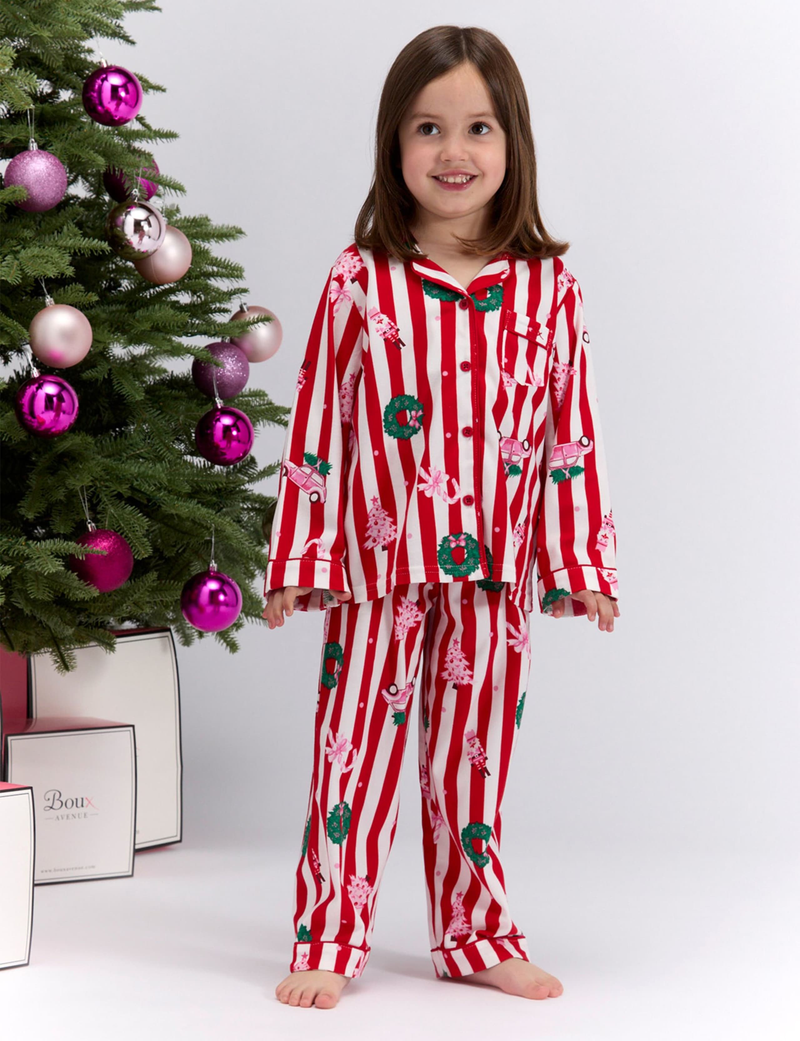 Fleece Striped Family Christmas Pyjamas in a Bag (2-12 Yrs) 1 of 5