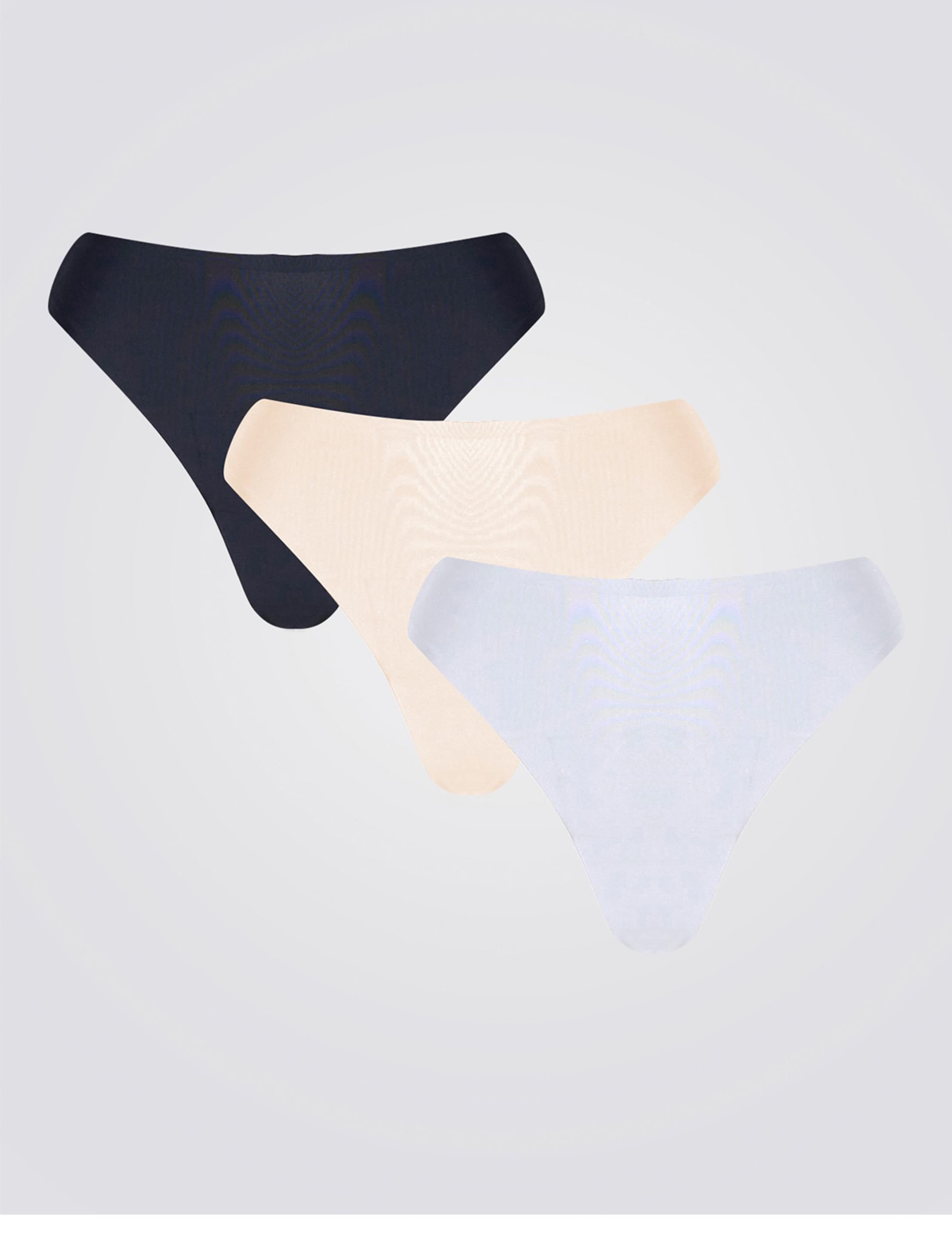 3 Pack Seamless Microfibre Thongs 1 of 7