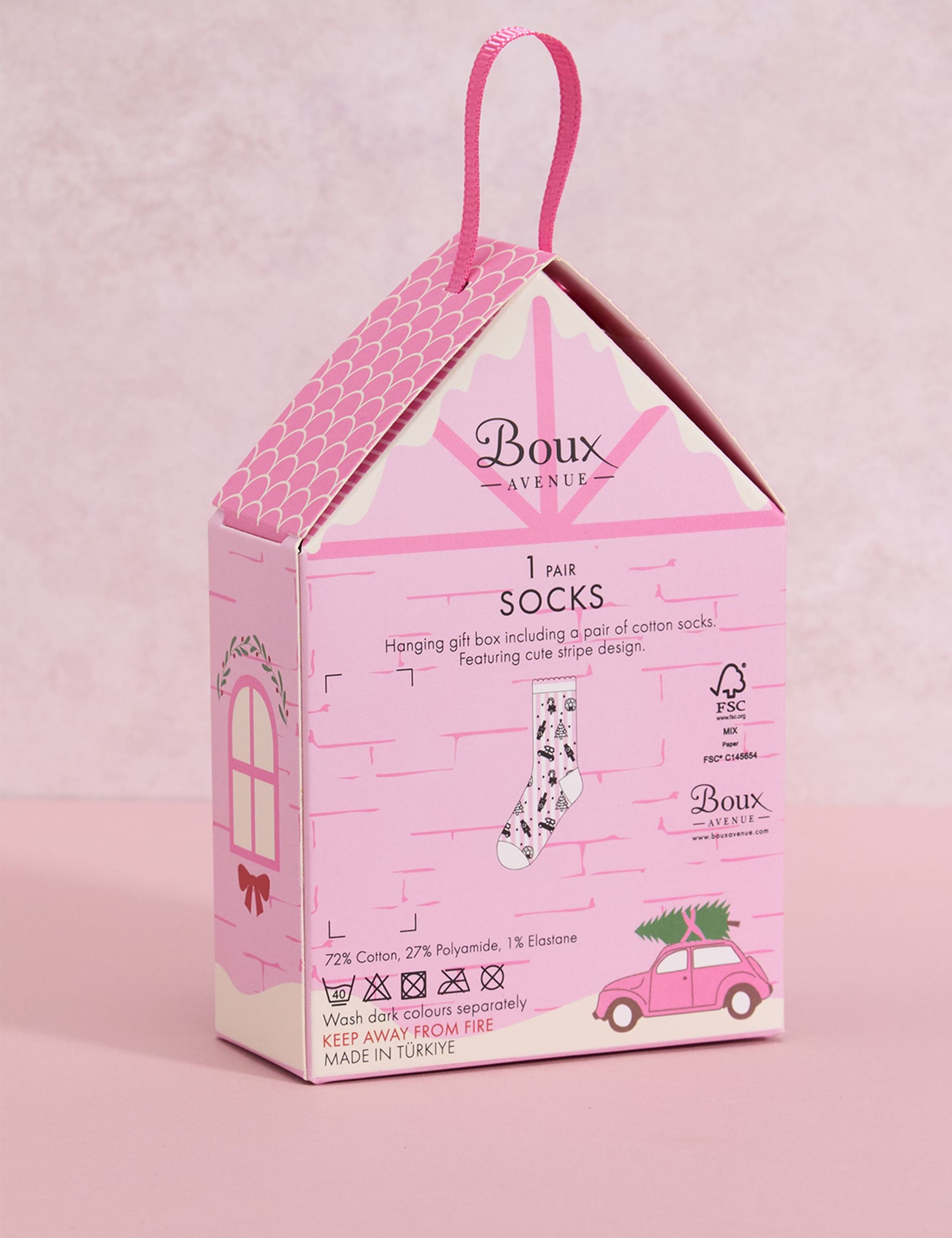 Cotton Rich Striped Christmas Socks in a Box 3 of 3