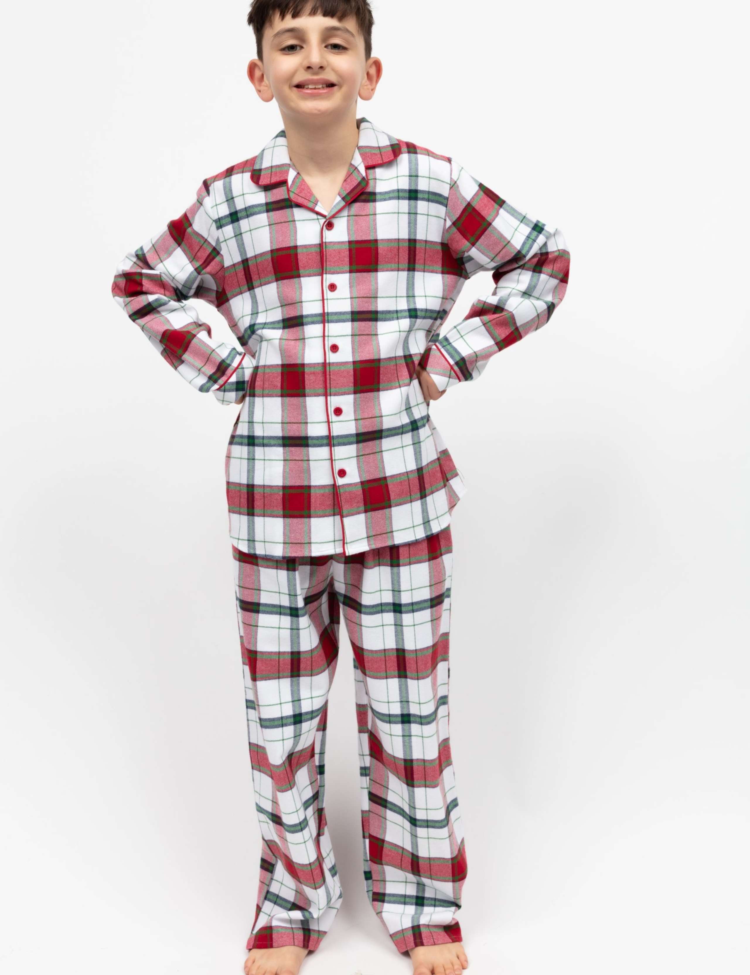 Brushed Cotton Checked Family Christmas Pyjamas (2-13 Yrs) 1 of 4