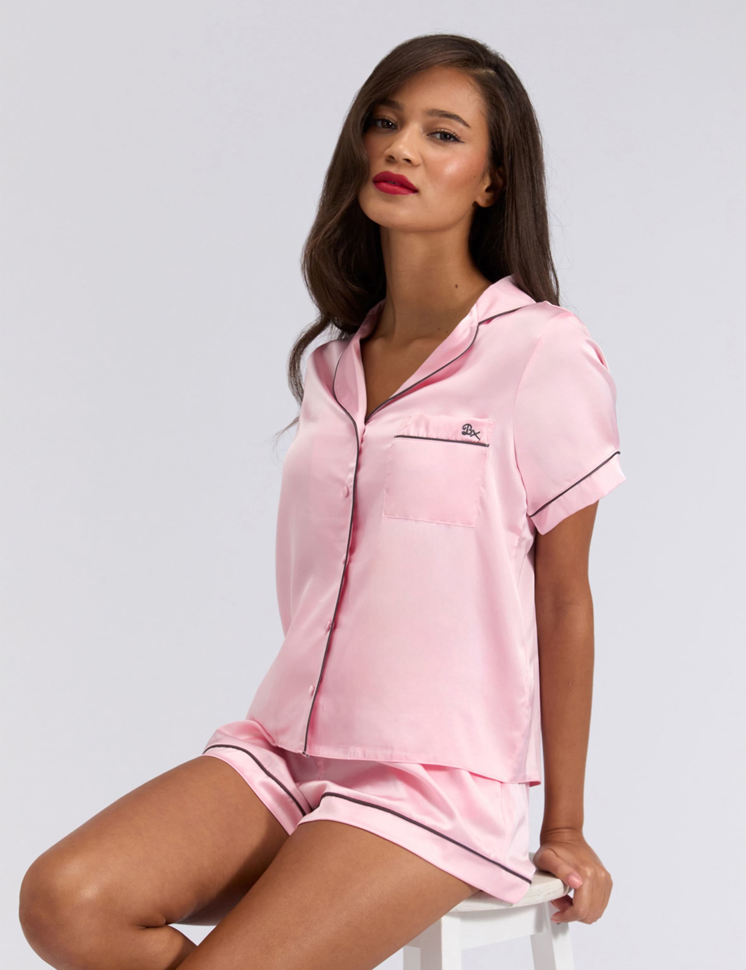 Satin Revere Collar Short Sleeve Pyjama Top 4 of 6