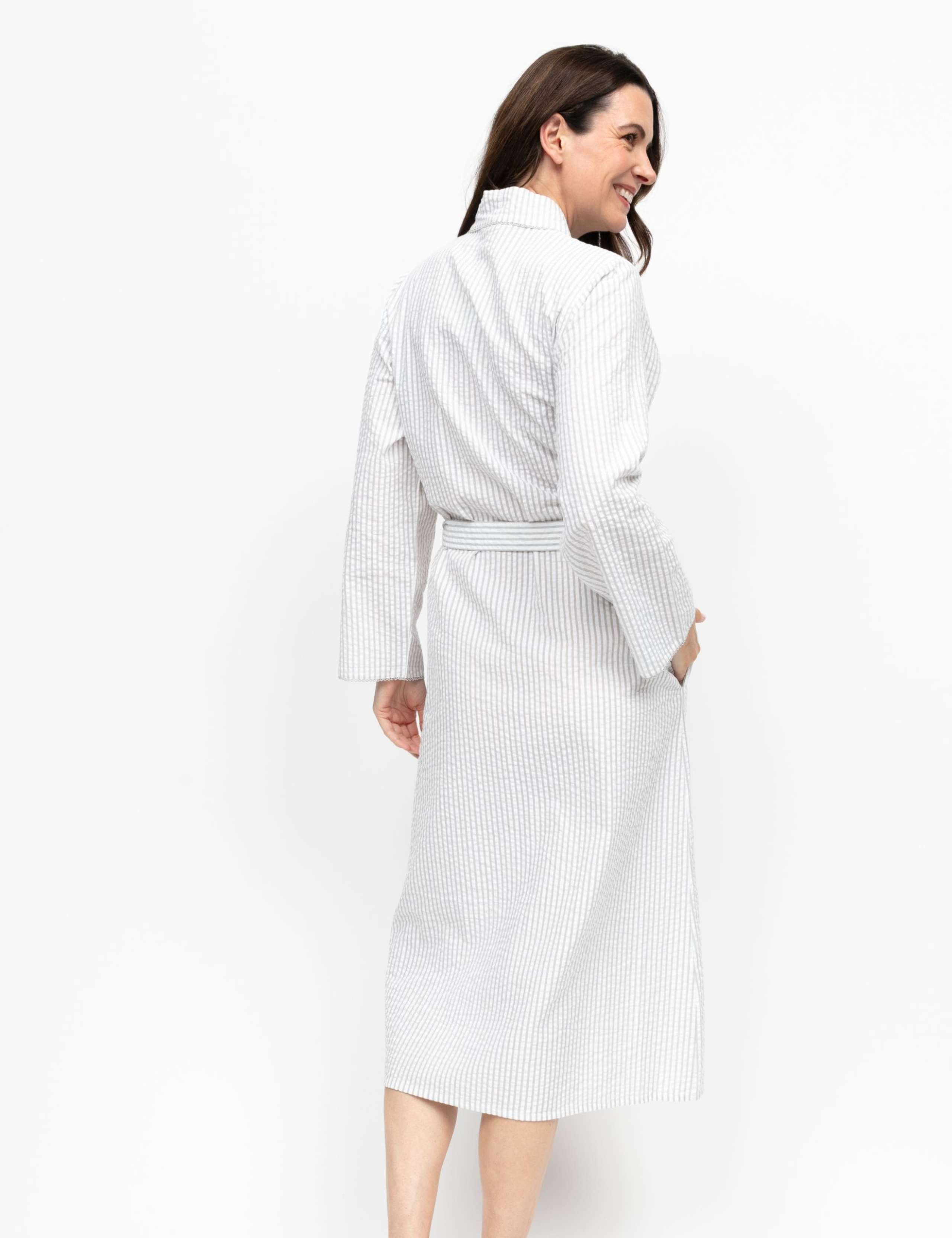 Pure Cotton Striped Dressing Gown 4 of 4