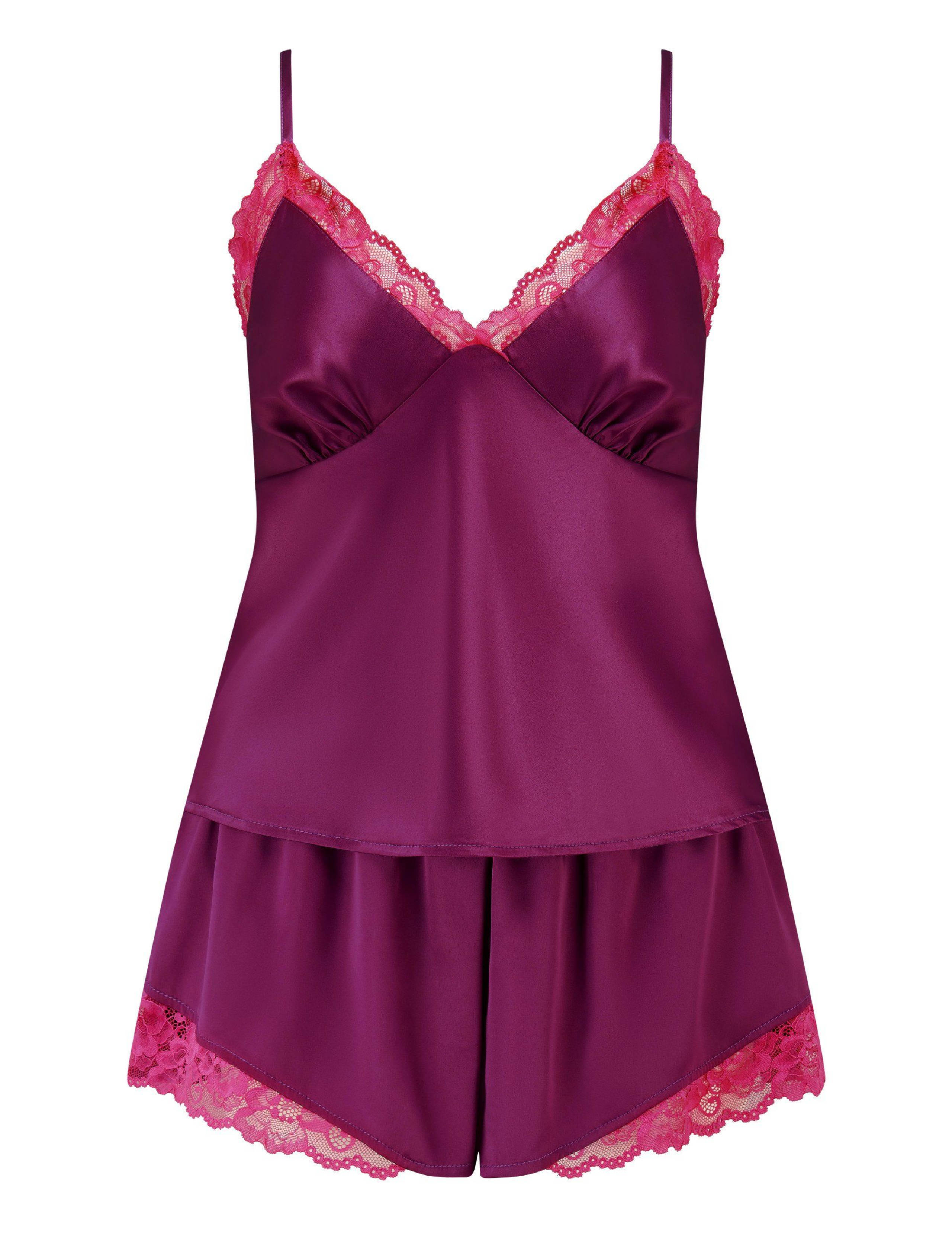 Dusk Satin Lace Trim Cami Shortie Set 2 of 9