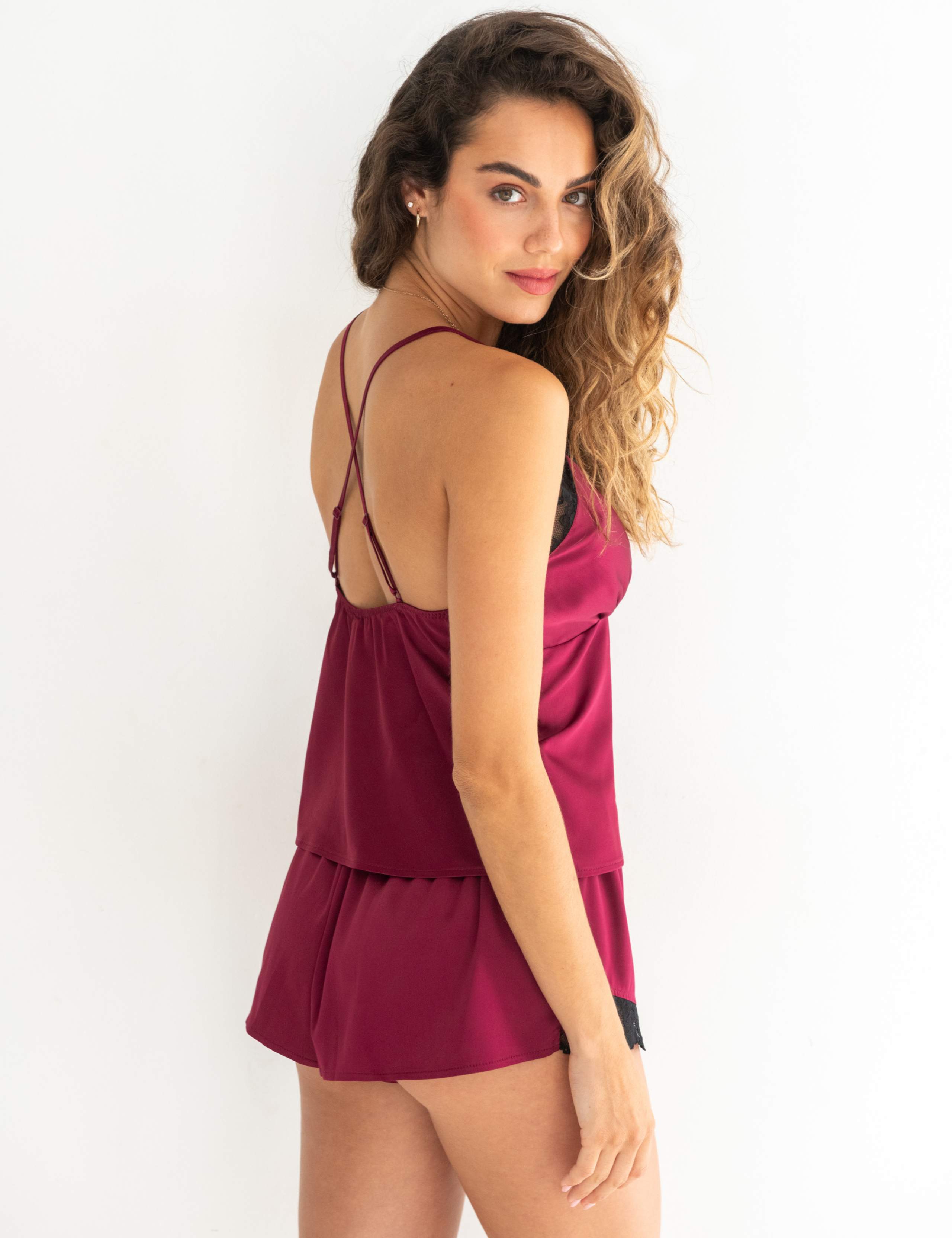 Dusk Satin Lace Trim Cami Shortie Set 8 of 9