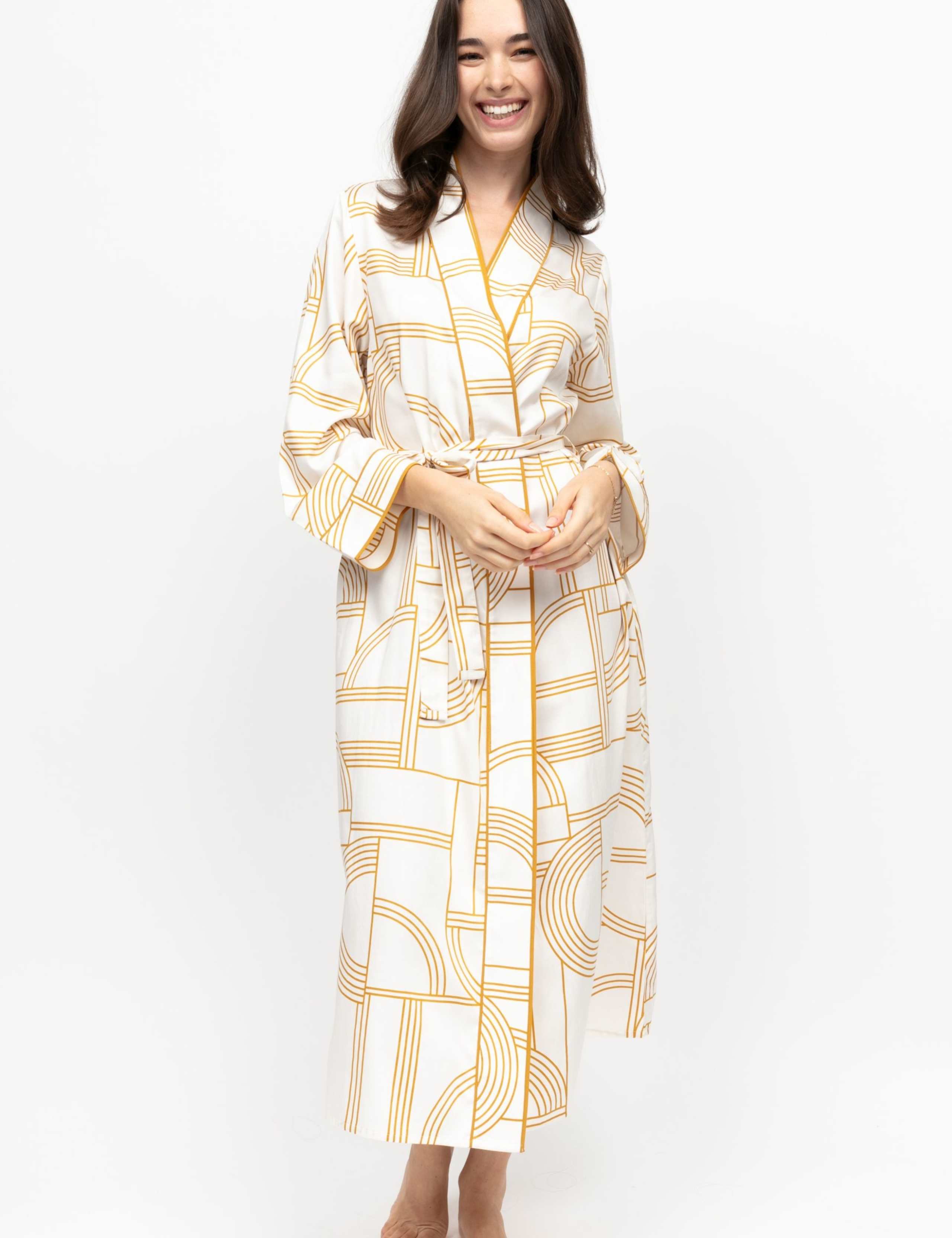 Cotton Modal Geometric Dressing Gown 3 of 4