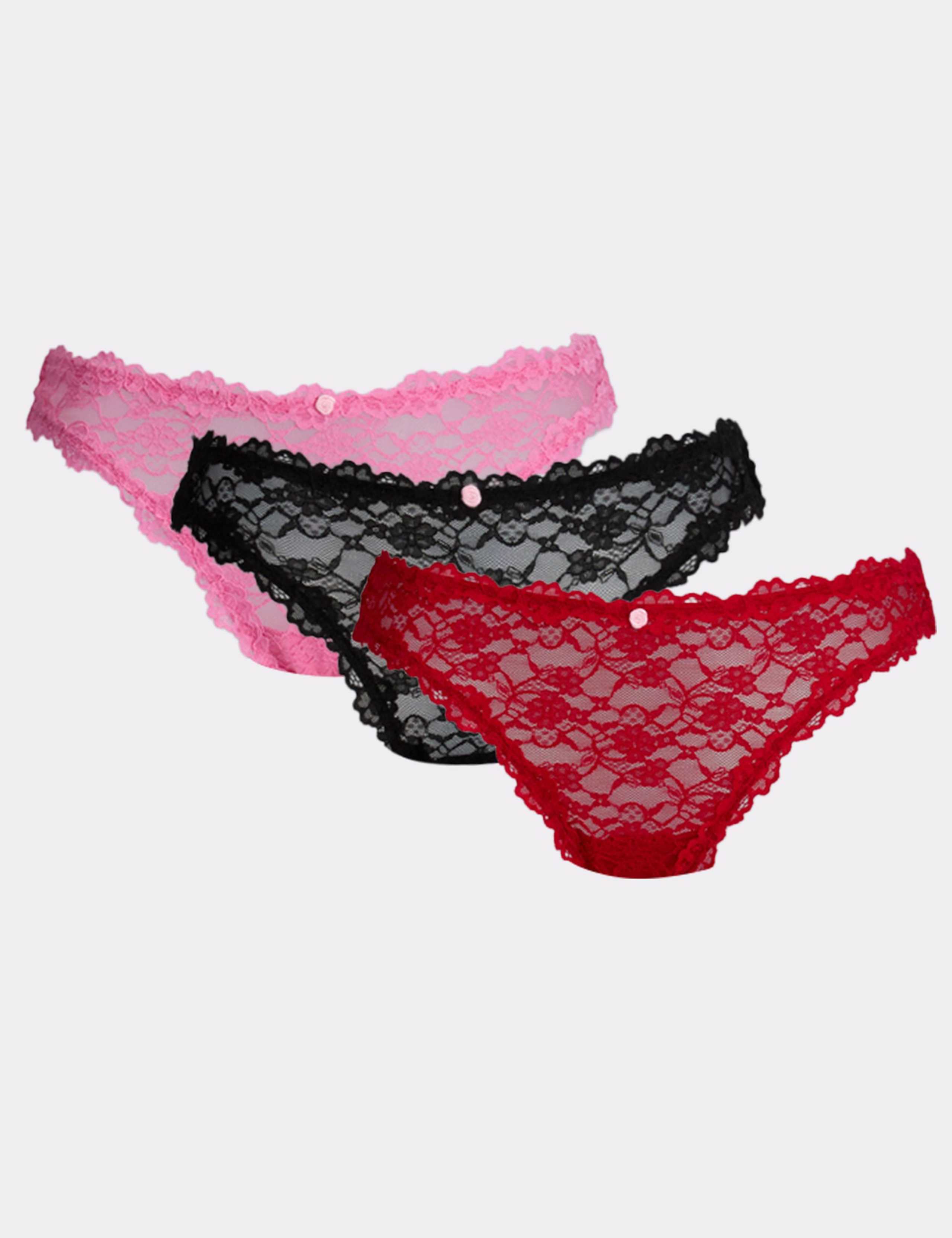 3pk Brooke All Over Lace High Leg Thongs 2 of 10