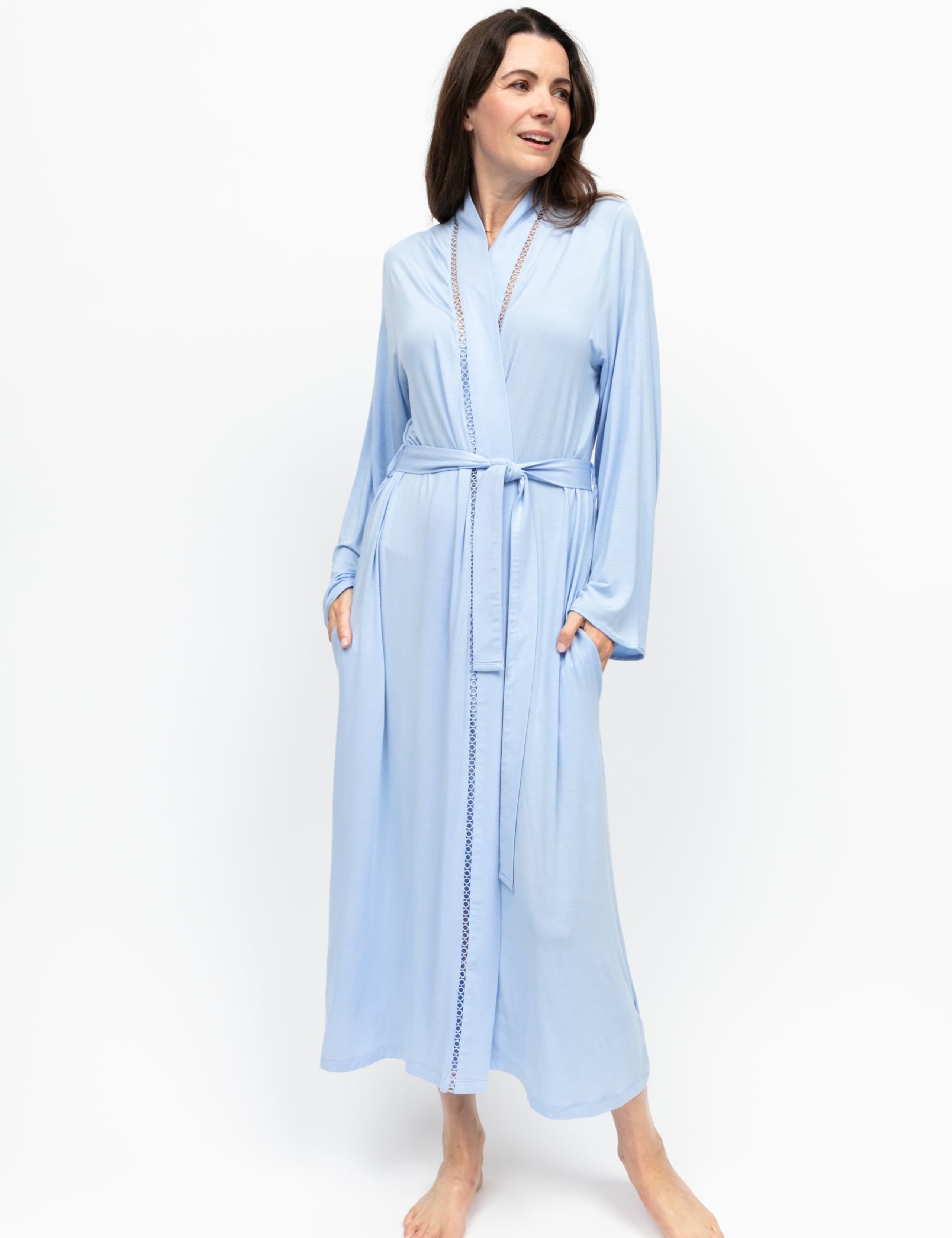 Modal Rich Lace Detail Dressing Gown 1 of 3