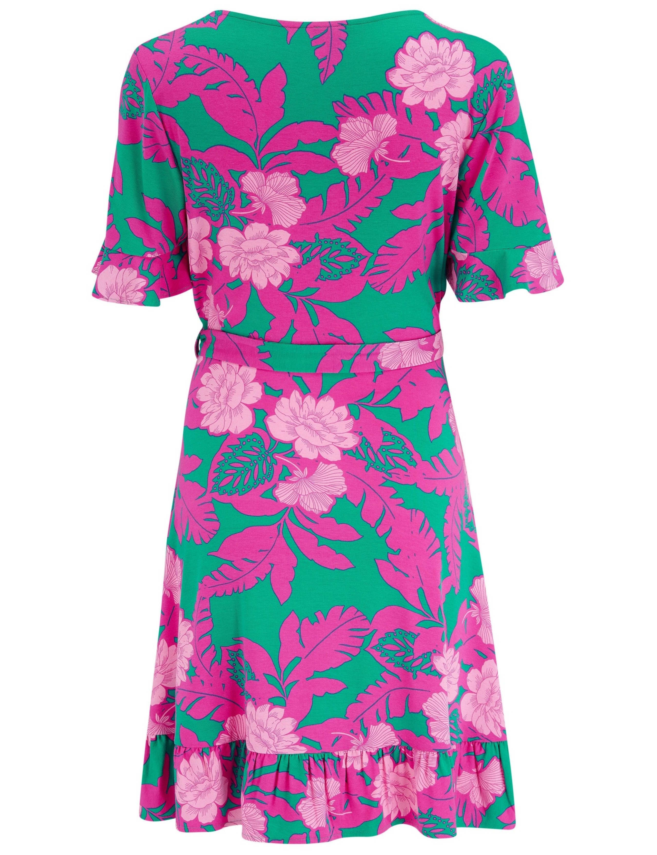 Jersey Floral Mini Wrap Beach Dress 4 of 5