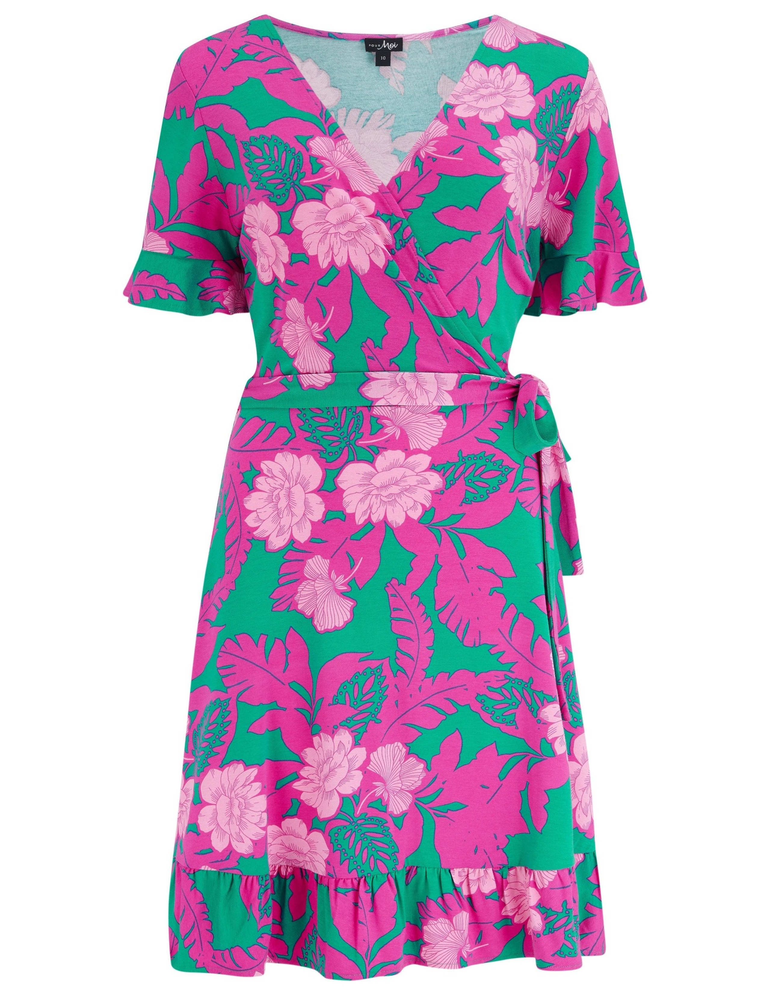 Jersey Floral Mini Wrap Beach Dress 2 of 5