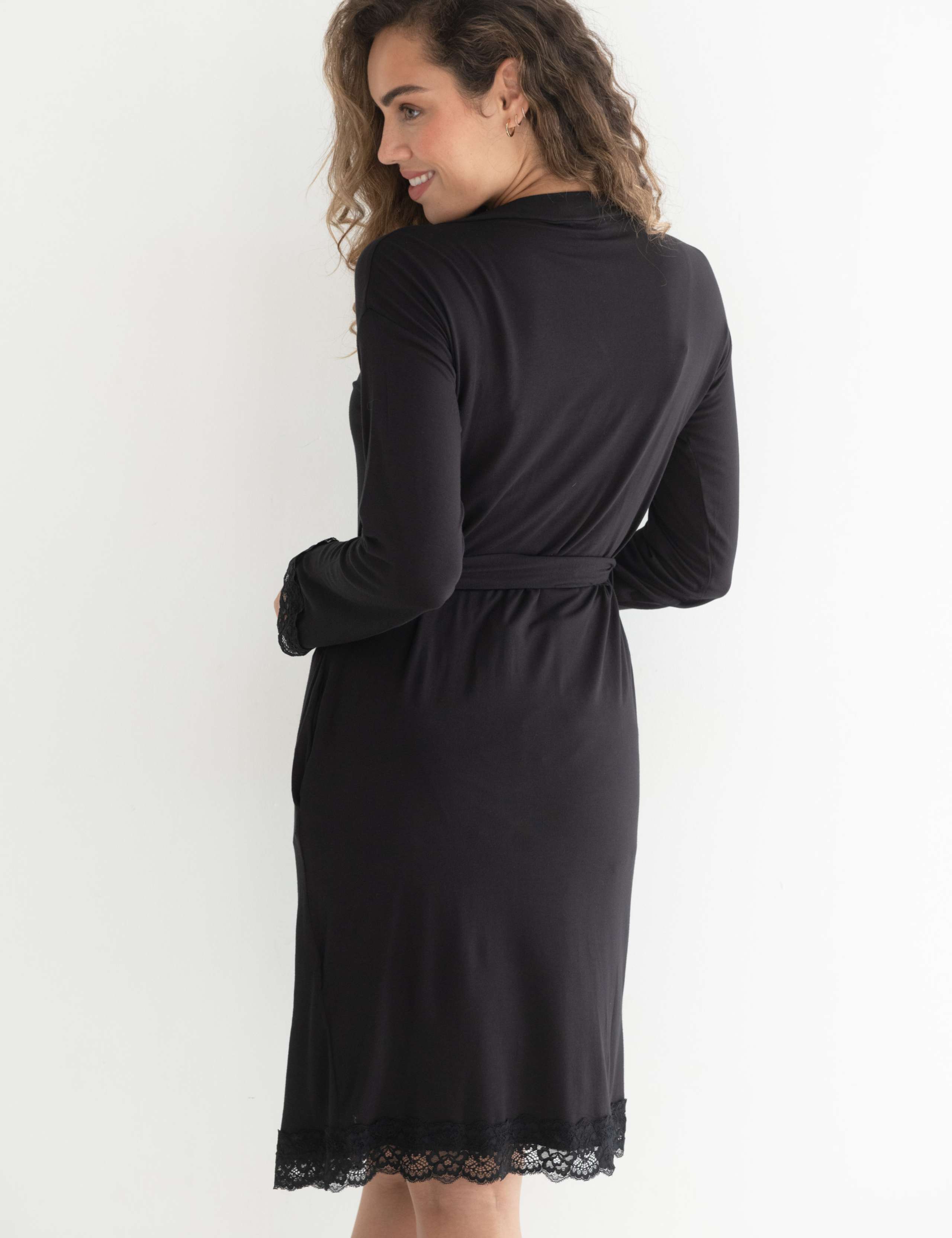 Sofa Loves Lace Jersey Wrap Dressing Gown 5 of 7