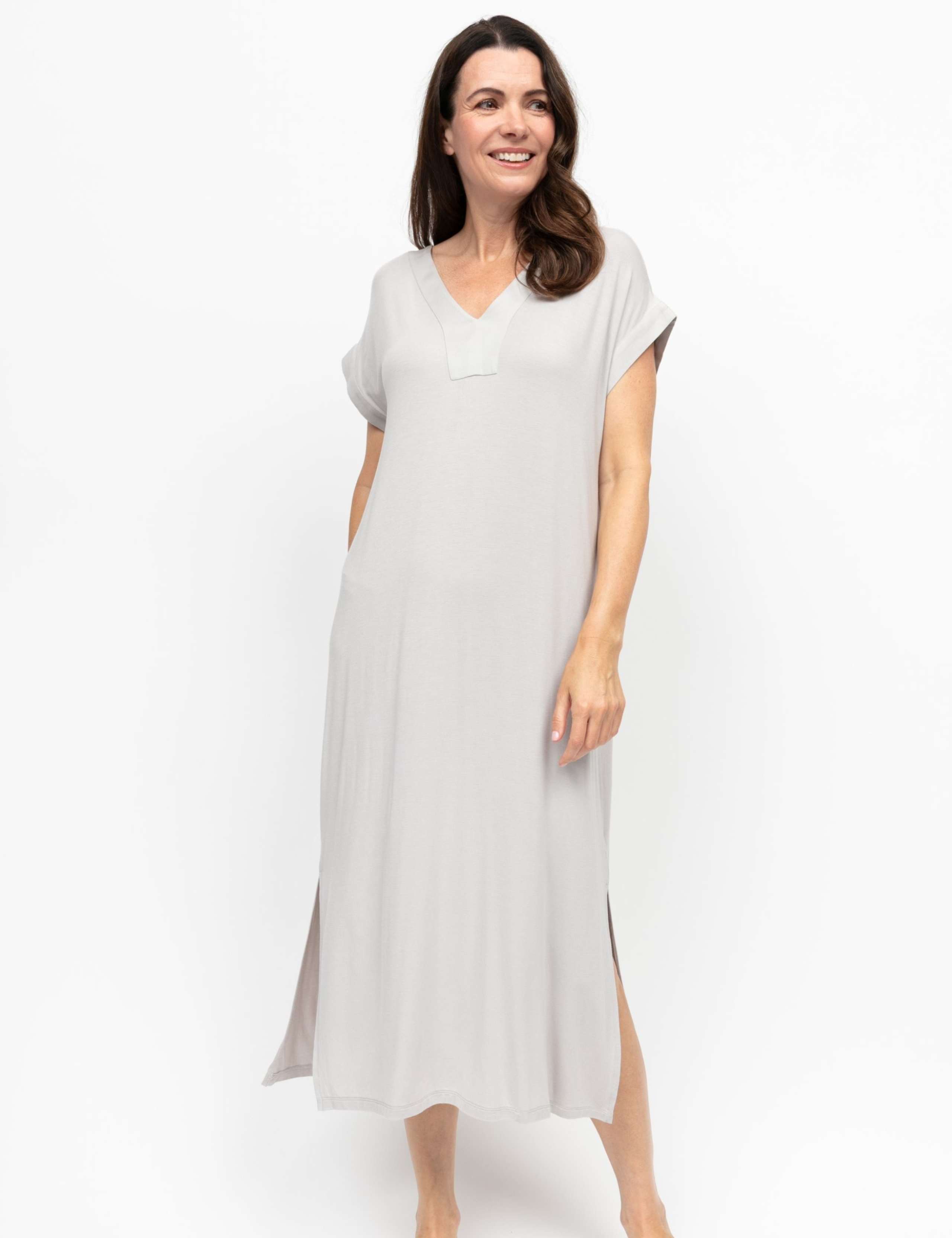 Modal Rich V-Neck Long Nightdress 3 of 4