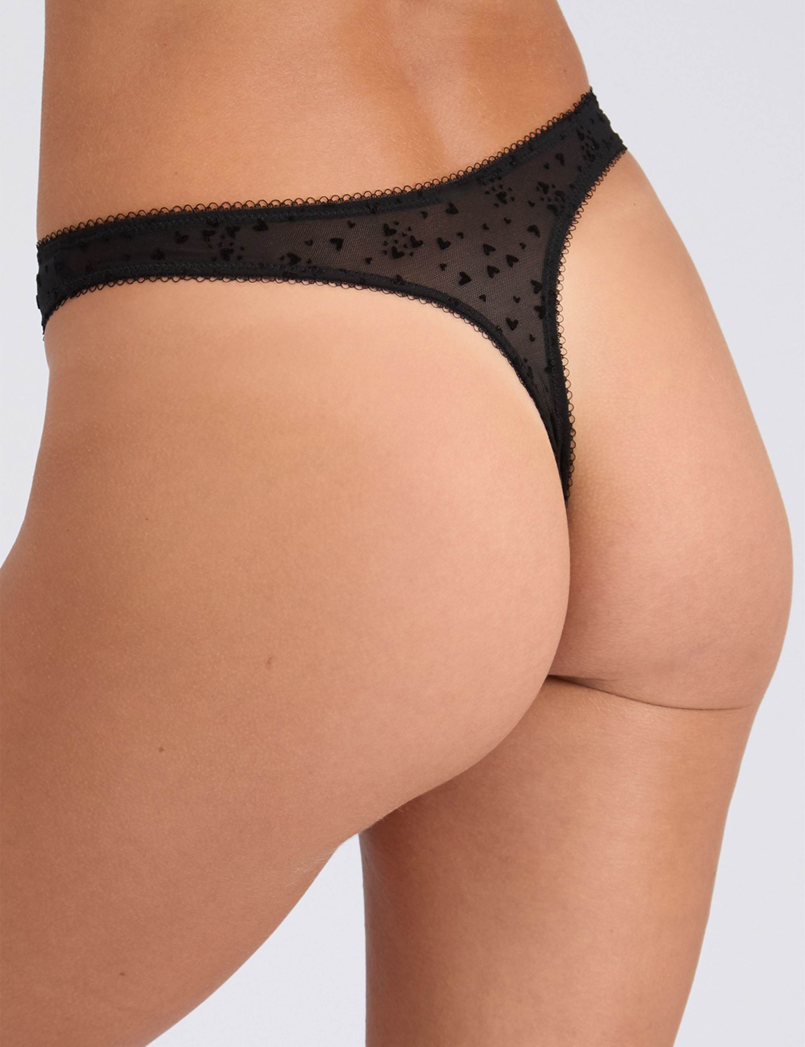 5pk Elsa Flocked Heart Mesh High Leg Thongs 3 of 10